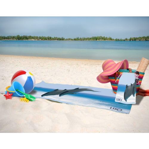 **Lijo Oversized Dolphin Beach Towel - Extra Large, Quick Dry & Lightweight for Men & Women | Absorbent Fabric for Spa, Pool, Gym & Travel | Perfect for Beach, Picnics & Backpacking**