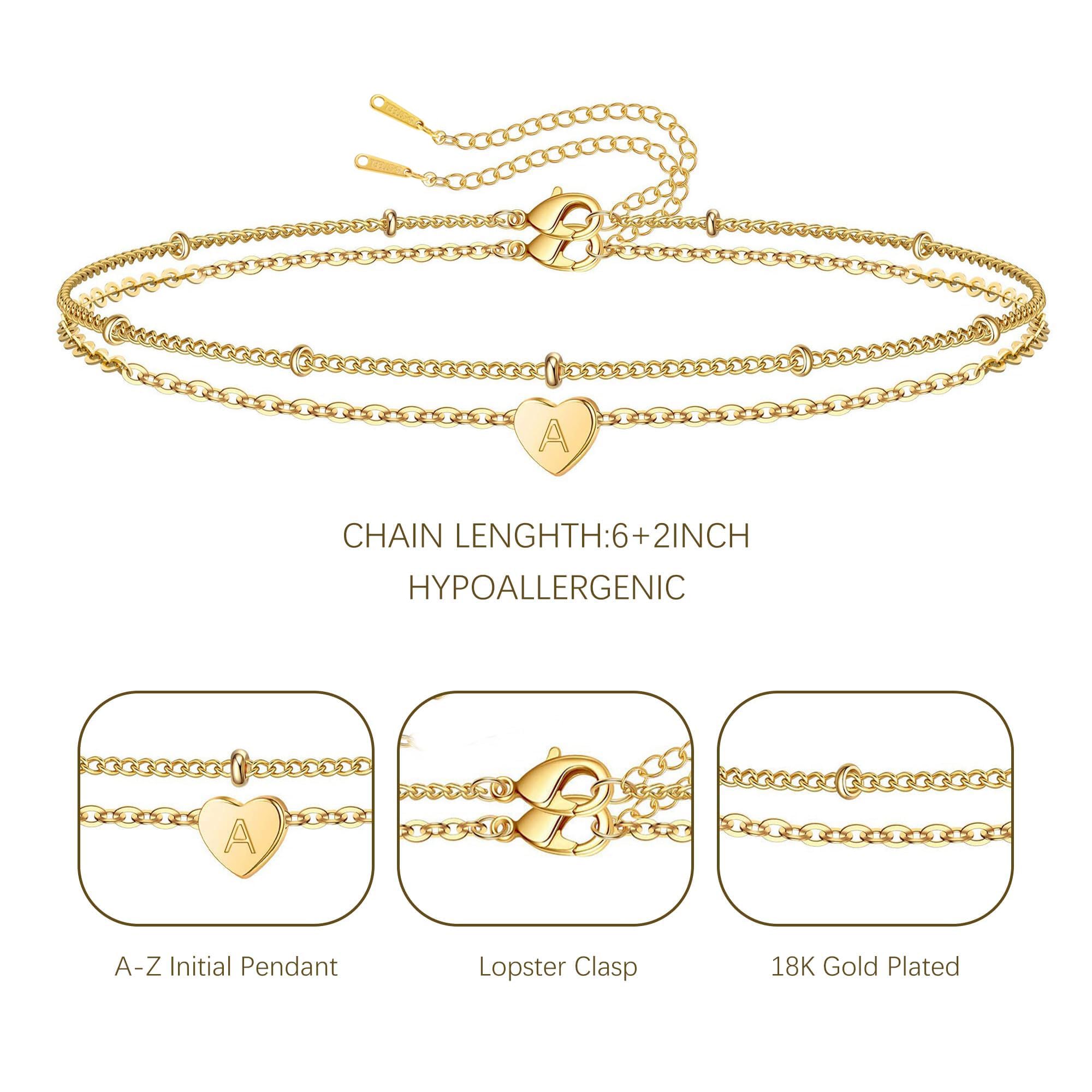 Elegant Gold Initial Bracelet for Women - Letter L Heart Charm Bracelet, Trendy Gold Jewelry Gift for Teen Girls, Birthday Present, Stocking Stuffer | Perfect for Everyday Wear, Date Nights & Special Occasions