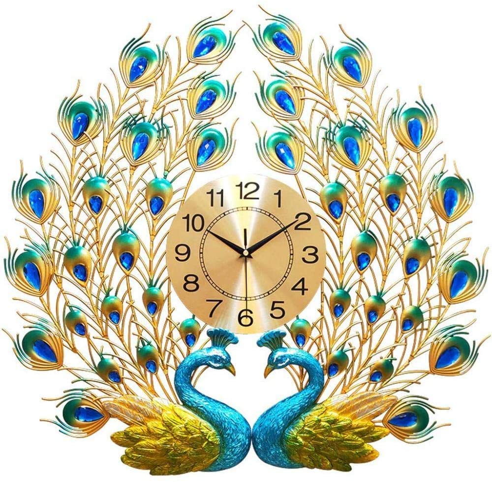 Peacock Wall Clock - 3D Metal Wall Decor for Living Room, Bedroom, Office, Bathroom & Studio | Unique Home Decoration & Modern Timepiece for Stylish Interiors