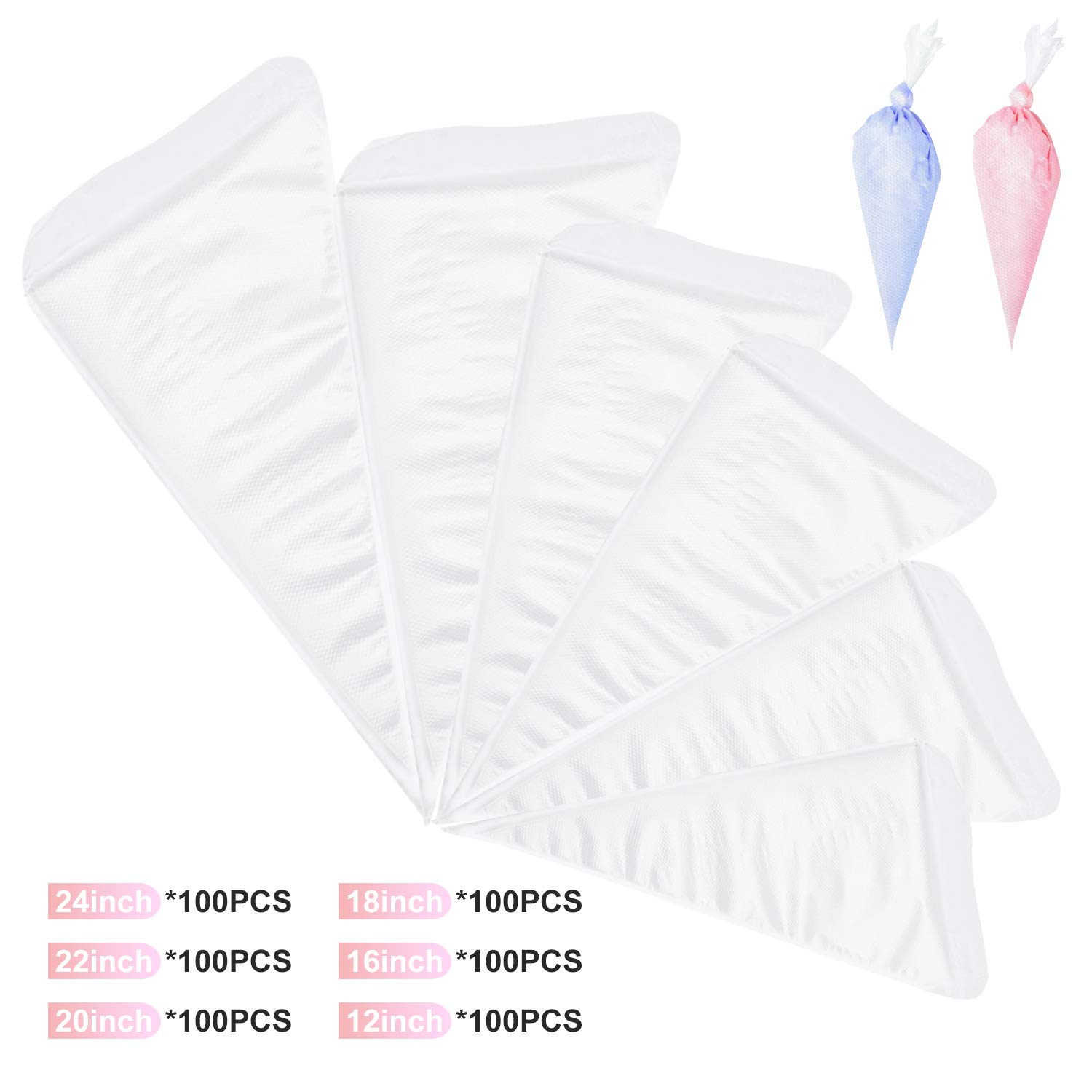 100 Pcs Disposable Icing Bags for Cake Decorating - Thick Plastic Piping Bags for Cupcakes, Cookies, Pastries & Desserts - 20 Inch Medium Size DIY Baking Tools (Perfect for Birthday Parties, Wedding Cakes & Holiday Treats)