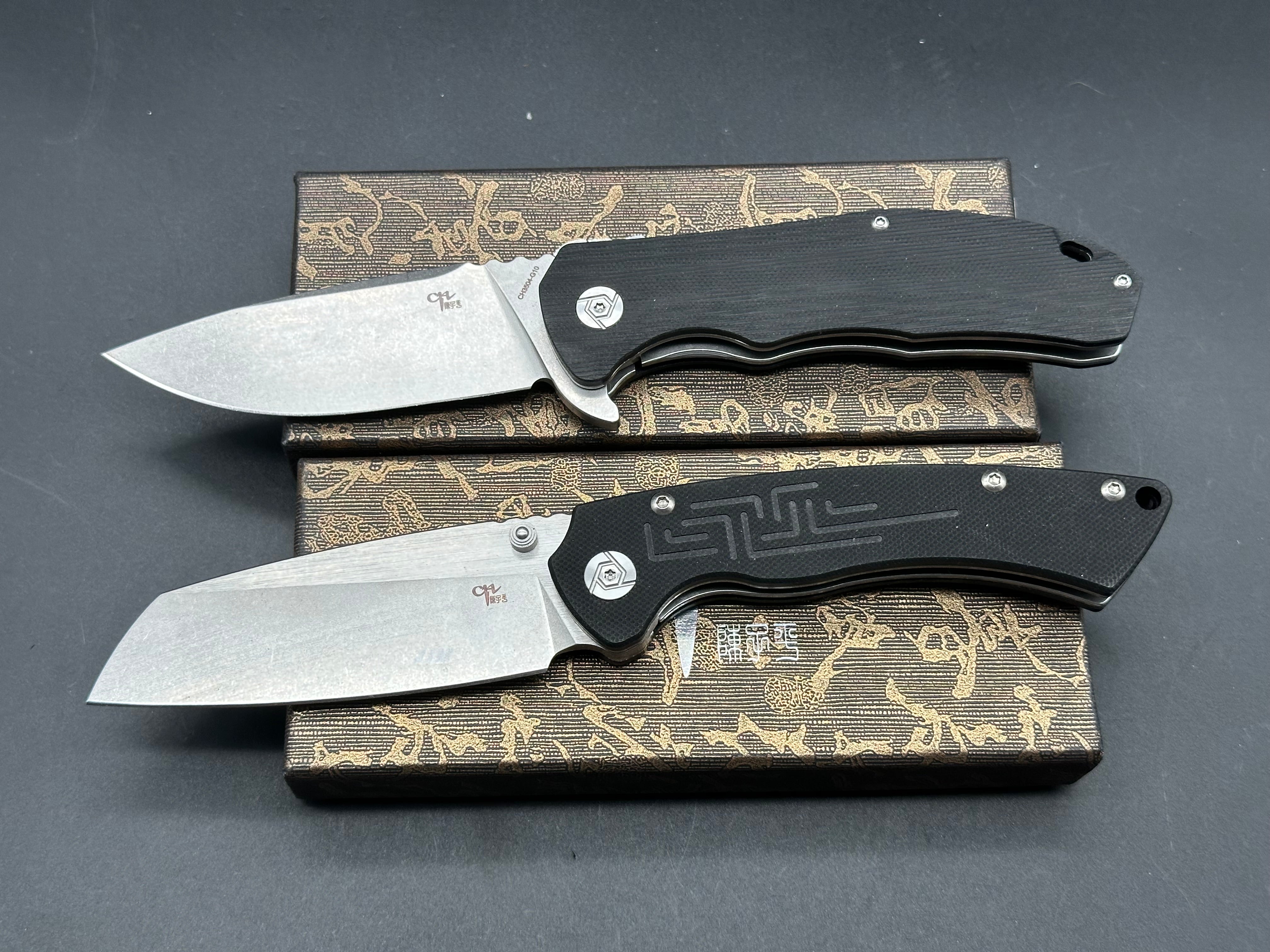 CH 3504 BLK & CH Toucans Black G10 Folding Pocket Knife - EDC, Outdoor Camping, Hiking Survival Tool
