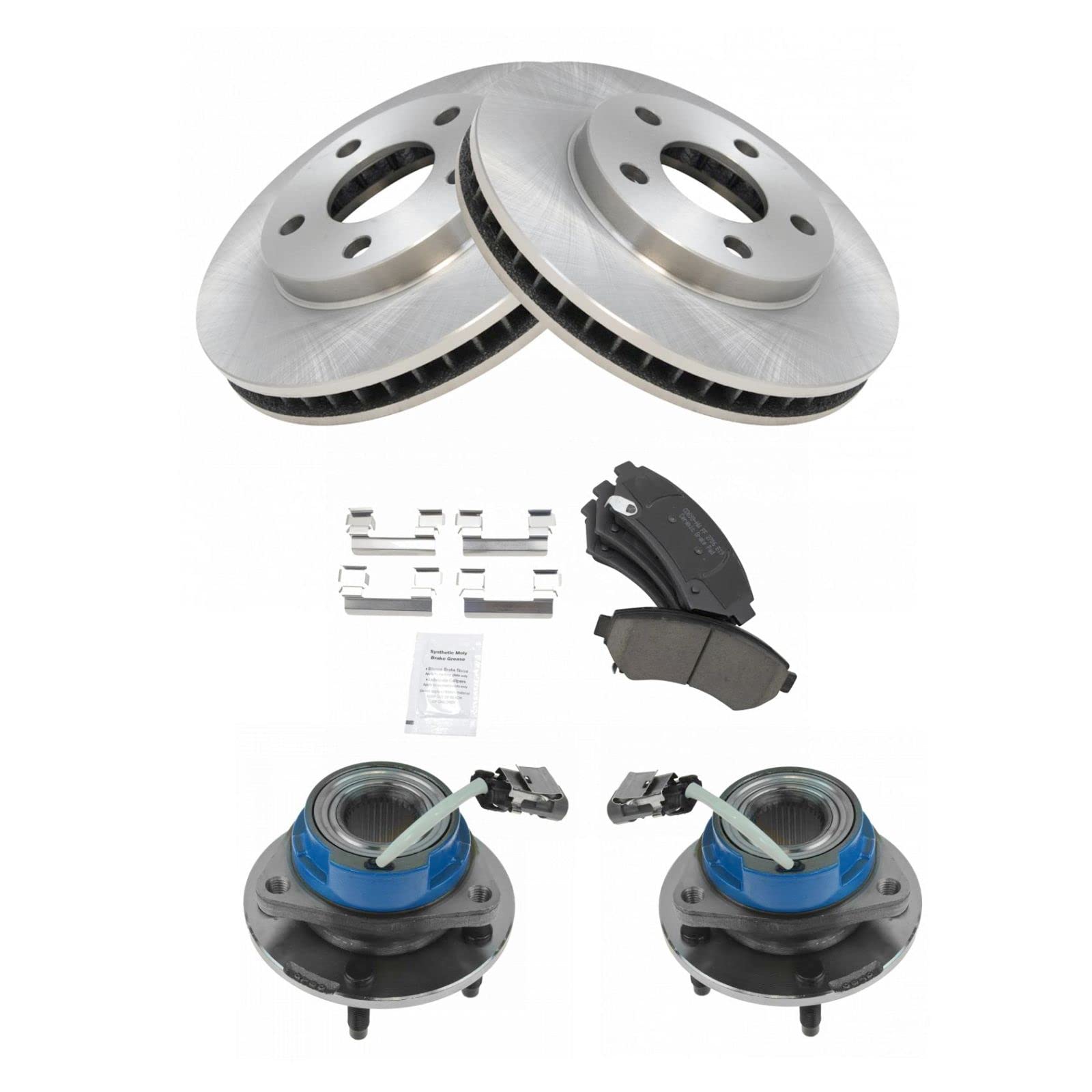 Ceramic Brake Pads & Rotors Kit with Wheel Bearing Hubs - Compatible with Pontiac & Buick Vehicles - Perfect for Smooth Braking & Safe Driving on Highways & City Roads