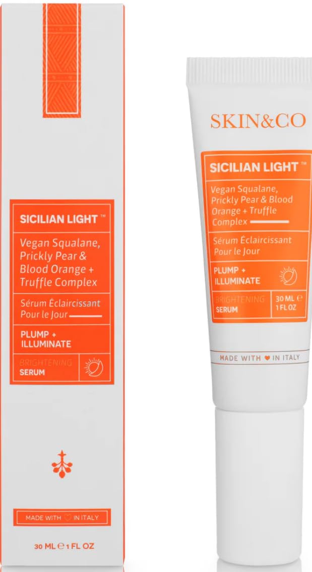Skin & Co Roma Sicilian Light Brightening Serum 30ml (1 fl oz) - Vitamin C Face Serum for Glowing Skin, Dark Spot Corrector & Hydrating Treatment - Perfect for Morning & Night Skincare Routine