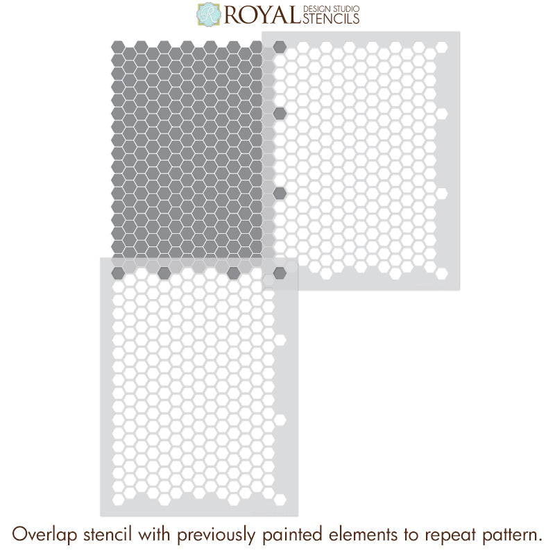 Hexagon Tile Floor Stencil - Reusable DIY Floor Painting Template for Concrete, Wood, Porcelain - Perfect for Home, Patio, Garage & Bathroom Renovation Projects