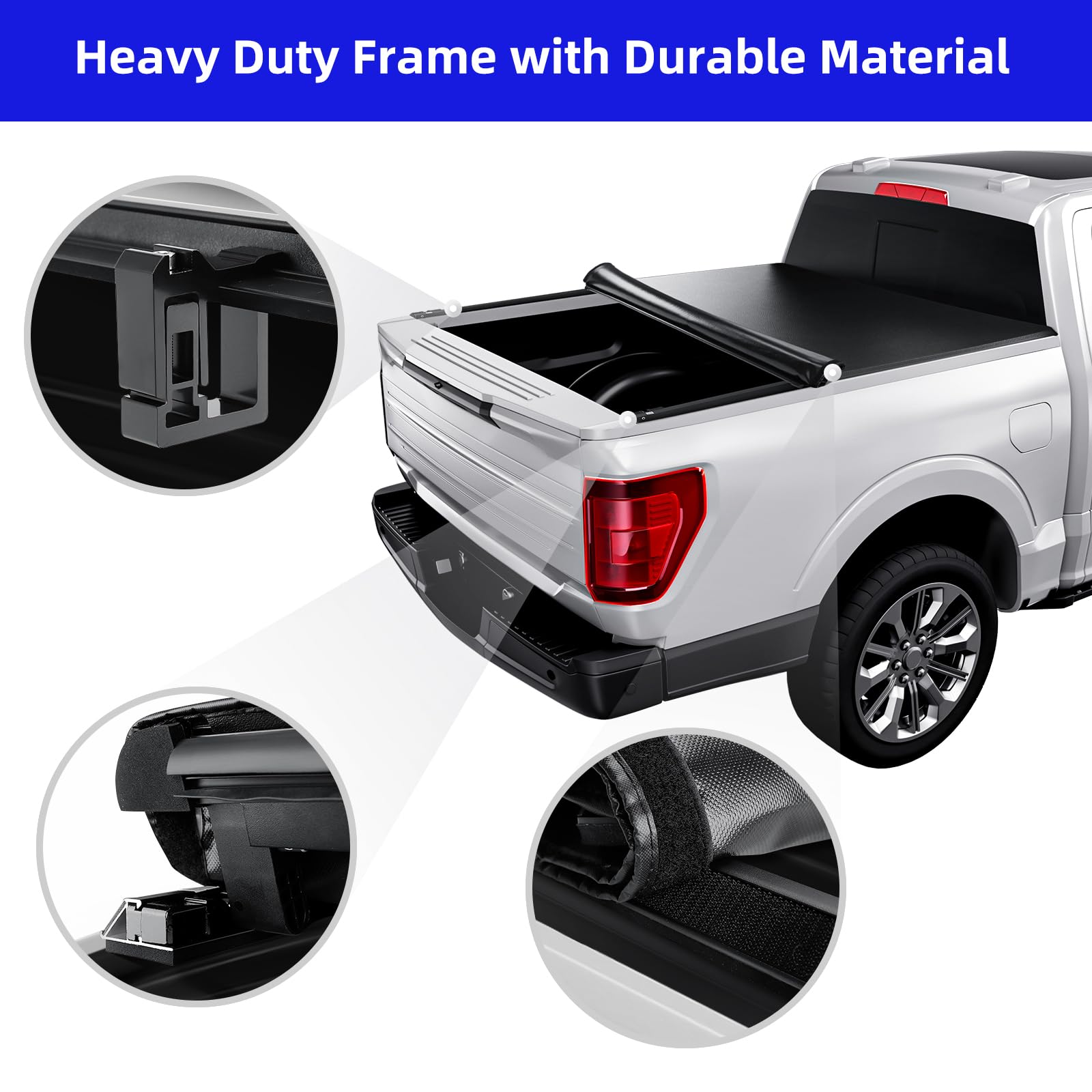 Soft Roll Up Truck Bed Cover for 2015-2020 Ford F-150 Styleside 5.5' Bed | Waterproof & Durable Black Tonneau Cover | Perfect for Hauling, Camping & Outdoor Adventures