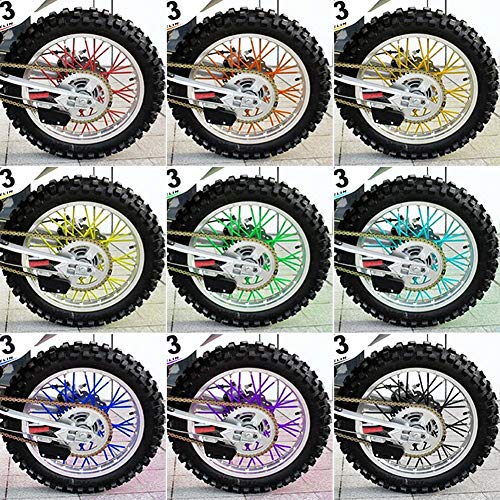 72Pcs Spoke Skins - Motocross Wheel Covers for Dirt Bikes & ATVs - High Visibility Reflective Wheel Reflectors in 10 Colors (Yellow) - Perfect for Night Riding and Off-Road Safety