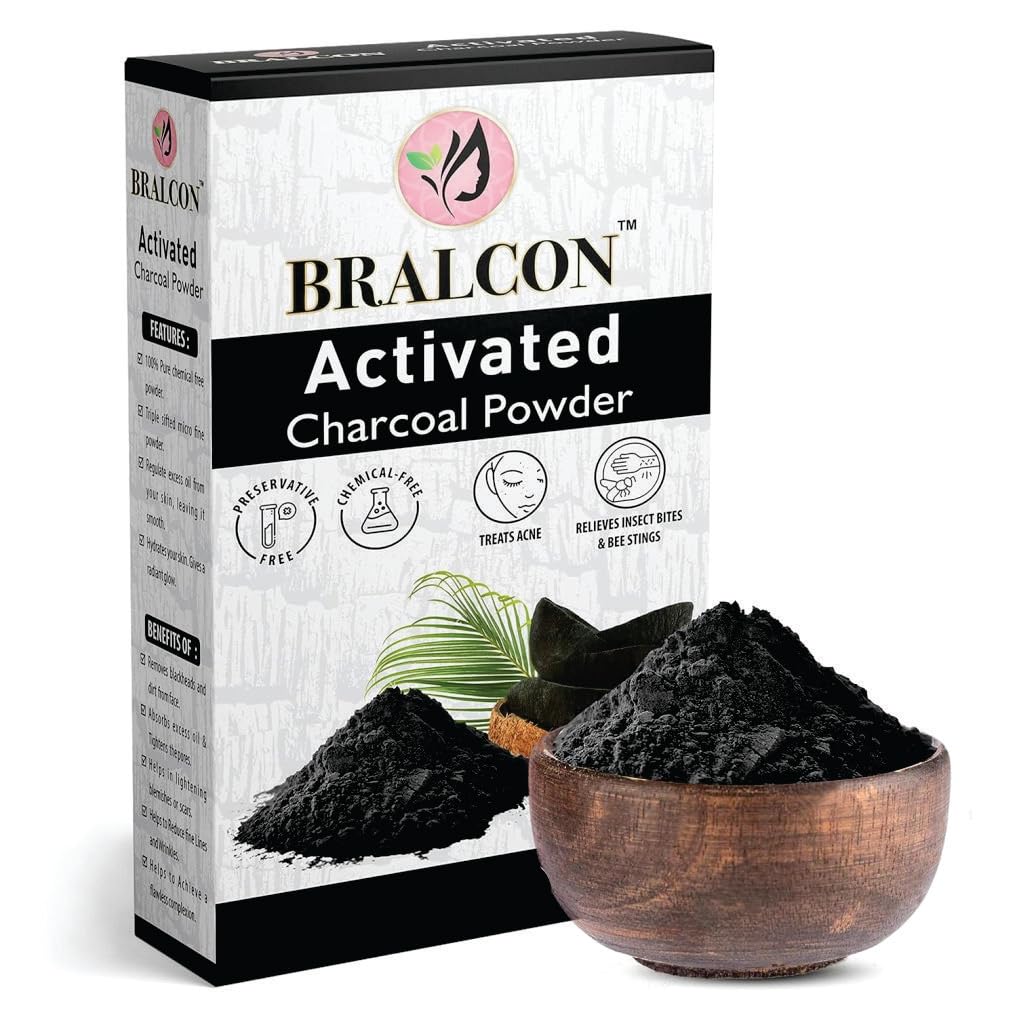BRALCON Activated Charcoal, Sandalwood, Orange & Multani Mitti Powder Combo - 400g (4 x 100g Pack) for All Skin Types - Face & Hair Care in Separate Packaging - Natural Skincare & Hair Treatment for Acne, Oil Control & Detox