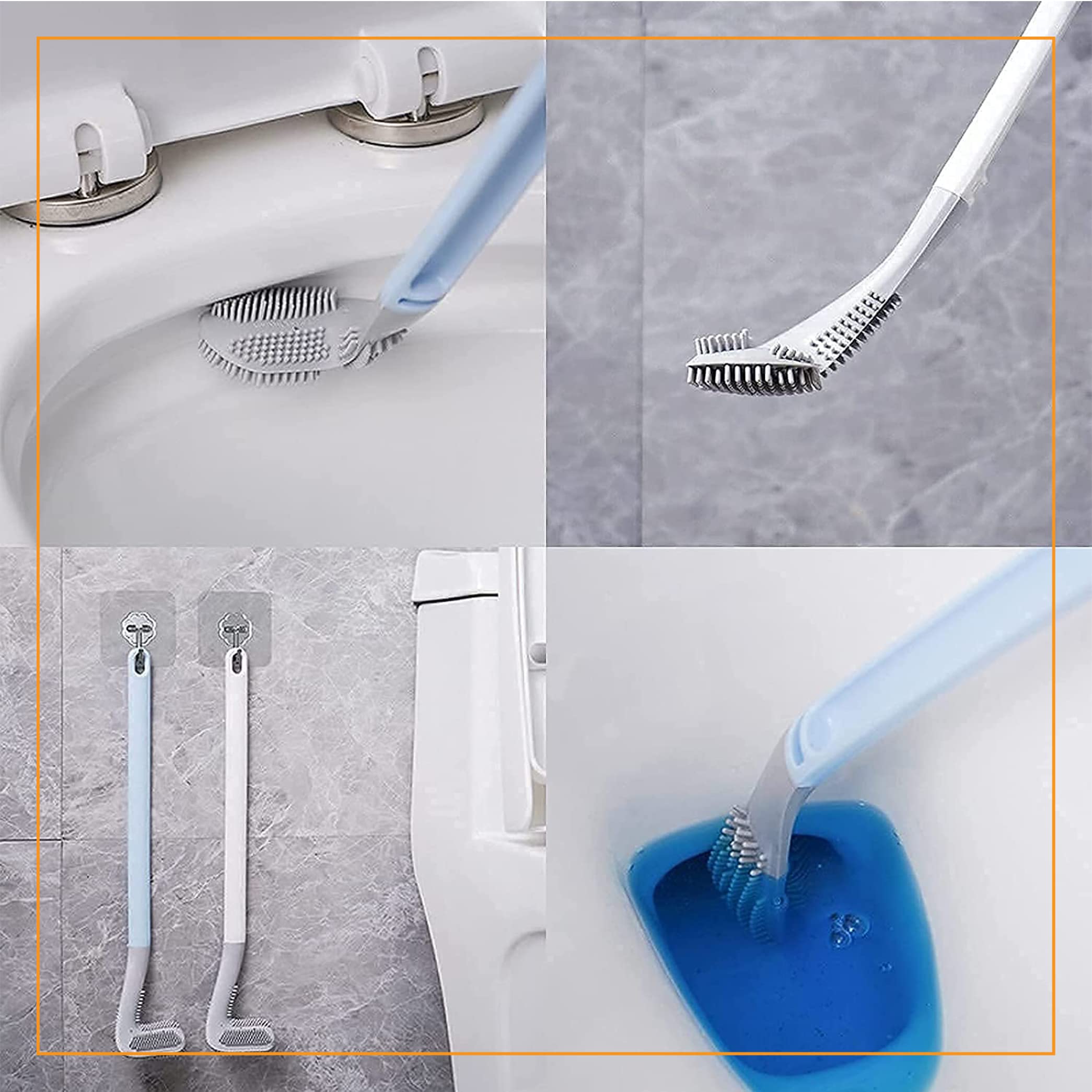 Cloud7 Golf Toilet Brush with Holder - Flexible Double-Sided for Western & Indian Toilets - Bathroom Cleaning Tool (2-Pack) for Home & Hotel Use