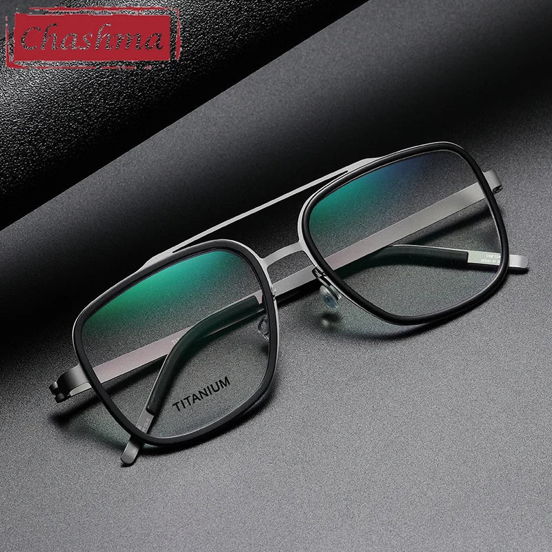 Unisex Titanium Square Full Rim Double Bridge Eyeglasses 49911 – Lightweight & Durable for Reading, Work, and Everyday Use