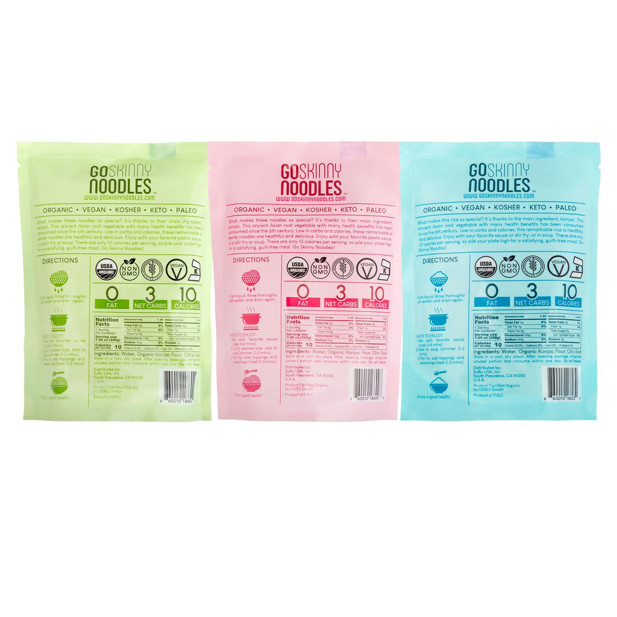 GoSkinny Organic Shirataki & Konjac Noodles Combo Pack (12) - Low Carb, Gluten Free, Keto, Vegan Pasta - Spaghetti, Fettuccine & Rice Varieties - Ready in Minutes for Healthy Meals & Weight Loss Diets