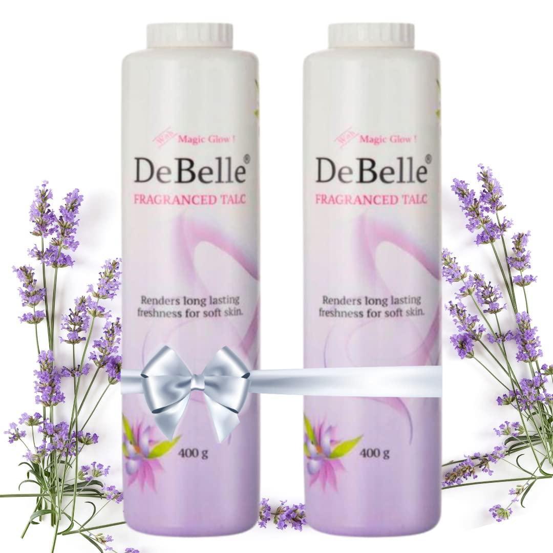 DeBelle Fragranced Face and Body Talc Powder - 2 Pack (400G Each) | Lavender Scented Talcum Powder for Men & Women | Softening & Refreshing for Daily Skincare & Body Care