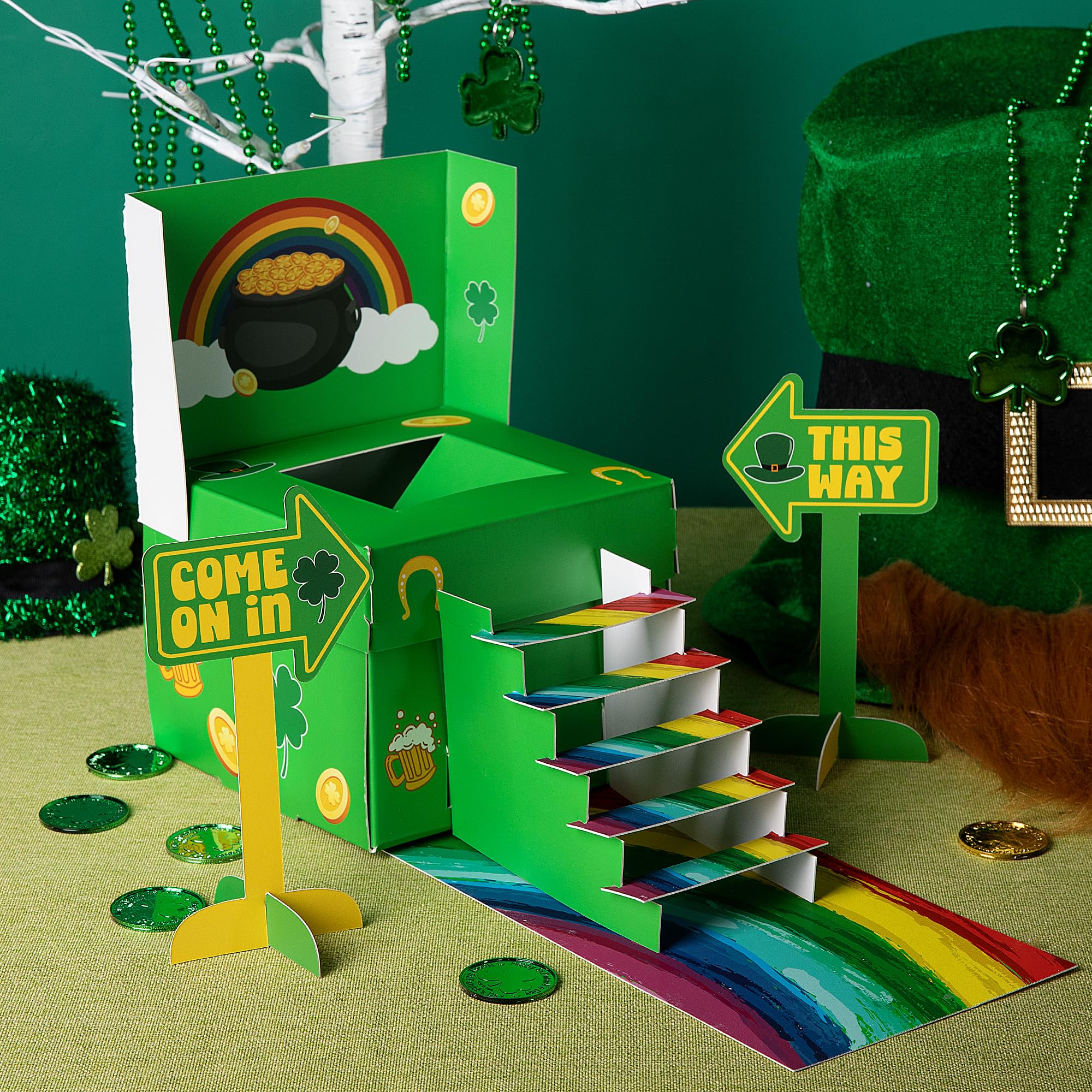 RunNico St. Patrick's Day Leprechaun Trap Kit - DIY Craft for Kids, Classroom & Home Party - Rainbow Themed St Patricks Day Decorations to Catch a Leprechaun - Perfect for School Activities & Family Fun