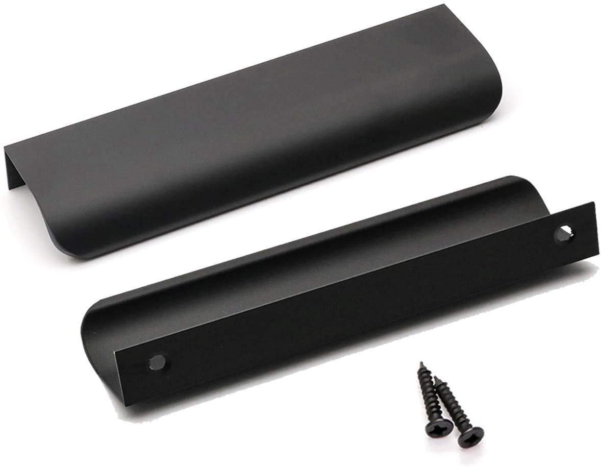 Homdiy 5 Inch Black Cabinet Pulls - 10 Pack Modern Edge Drawer Handles HD7027BK for Kitchen Cabinets, Bathroom Vanities, Dressers & Furniture - Durable Concealed Hardware for Easy Installation & Stylish Upgrade