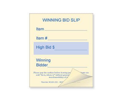 2-Part Winning Bid Slips - 100 Pack | Carbon Copy Auction Bidding Forms for Silent Auctions & Fundraising Events