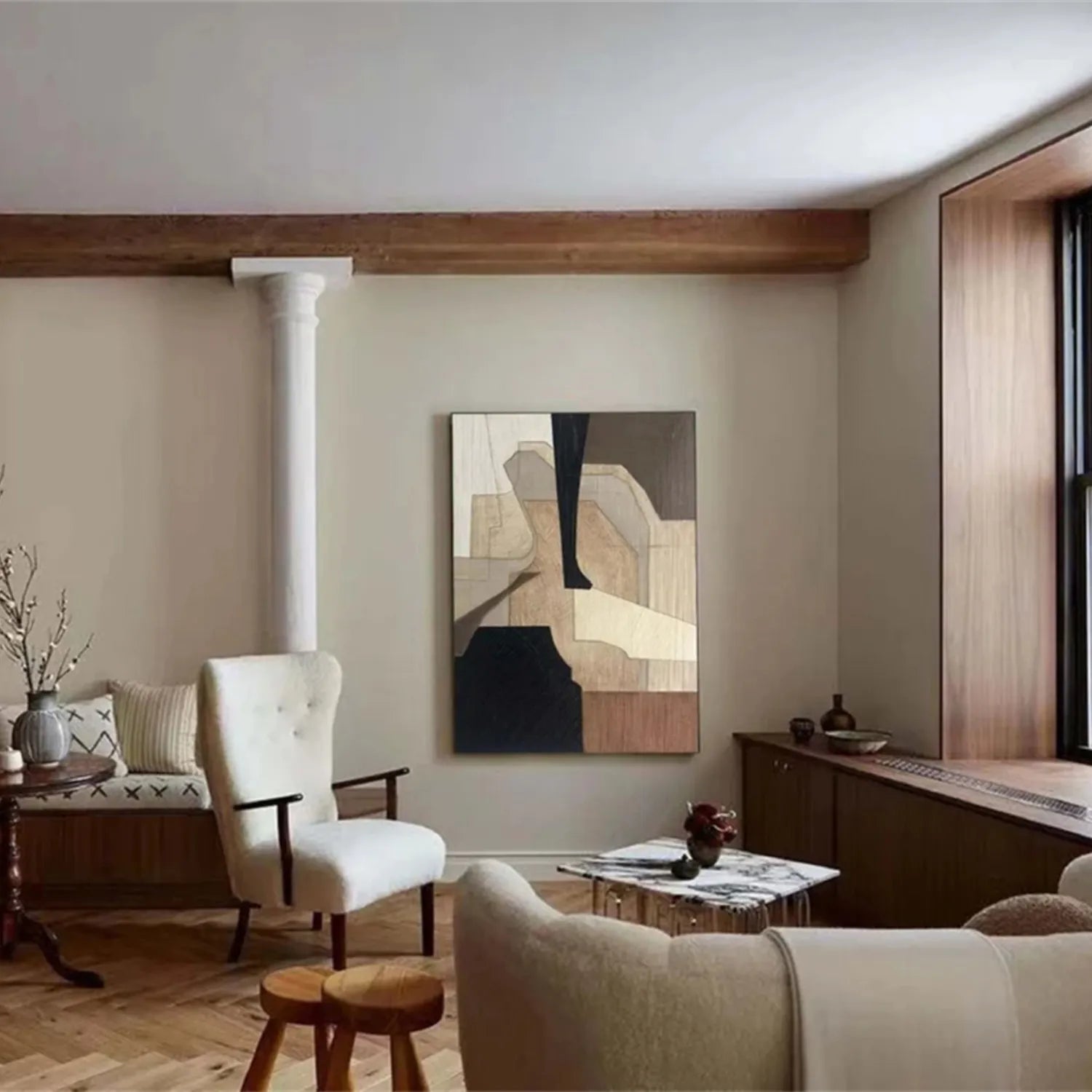 Abstract Painting #AB 195 - Modern Wall Art Decor for Living Room, Bedroom & Office - Unique Handmade Canvas Artwork