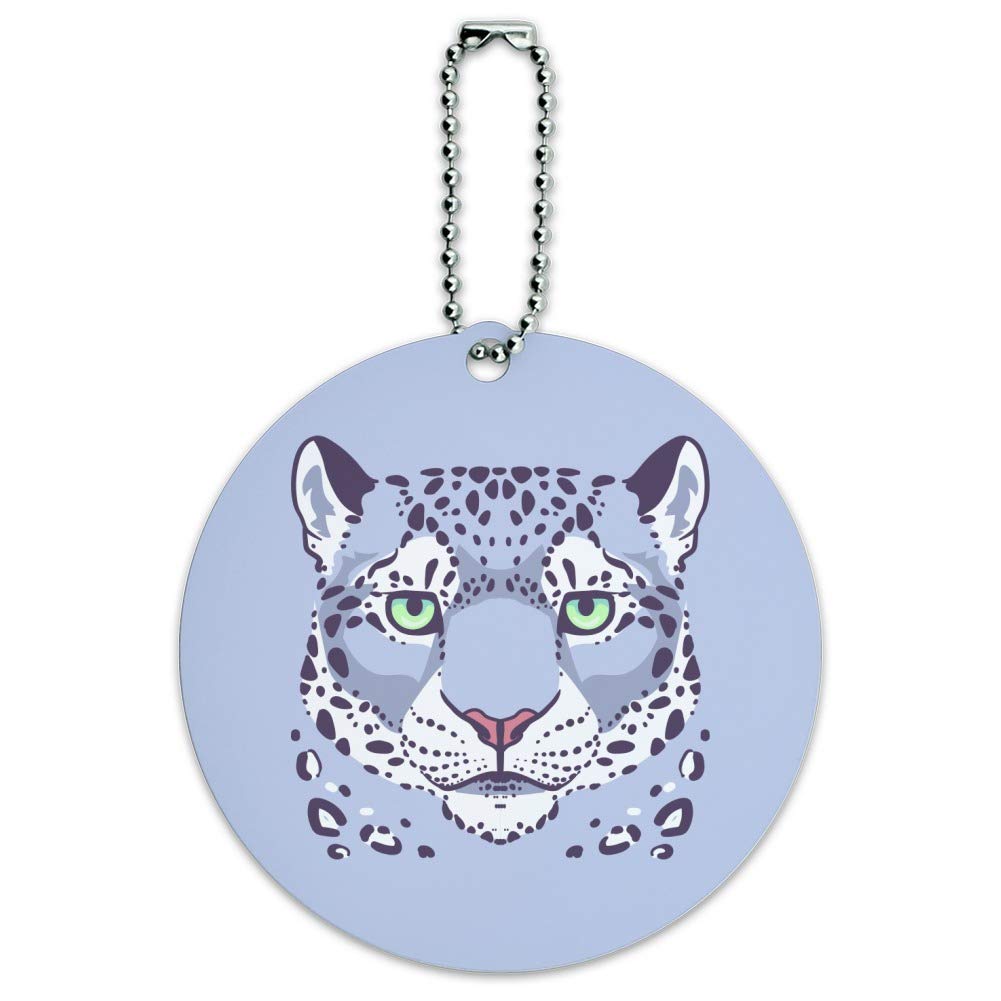 Spotted Snow Leopard Round Luggage ID Tag - Durable Suitcase Name Tag for Travel Bags & Carry-Ons - Perfect for Airports, Business Trips & Vacation Identification