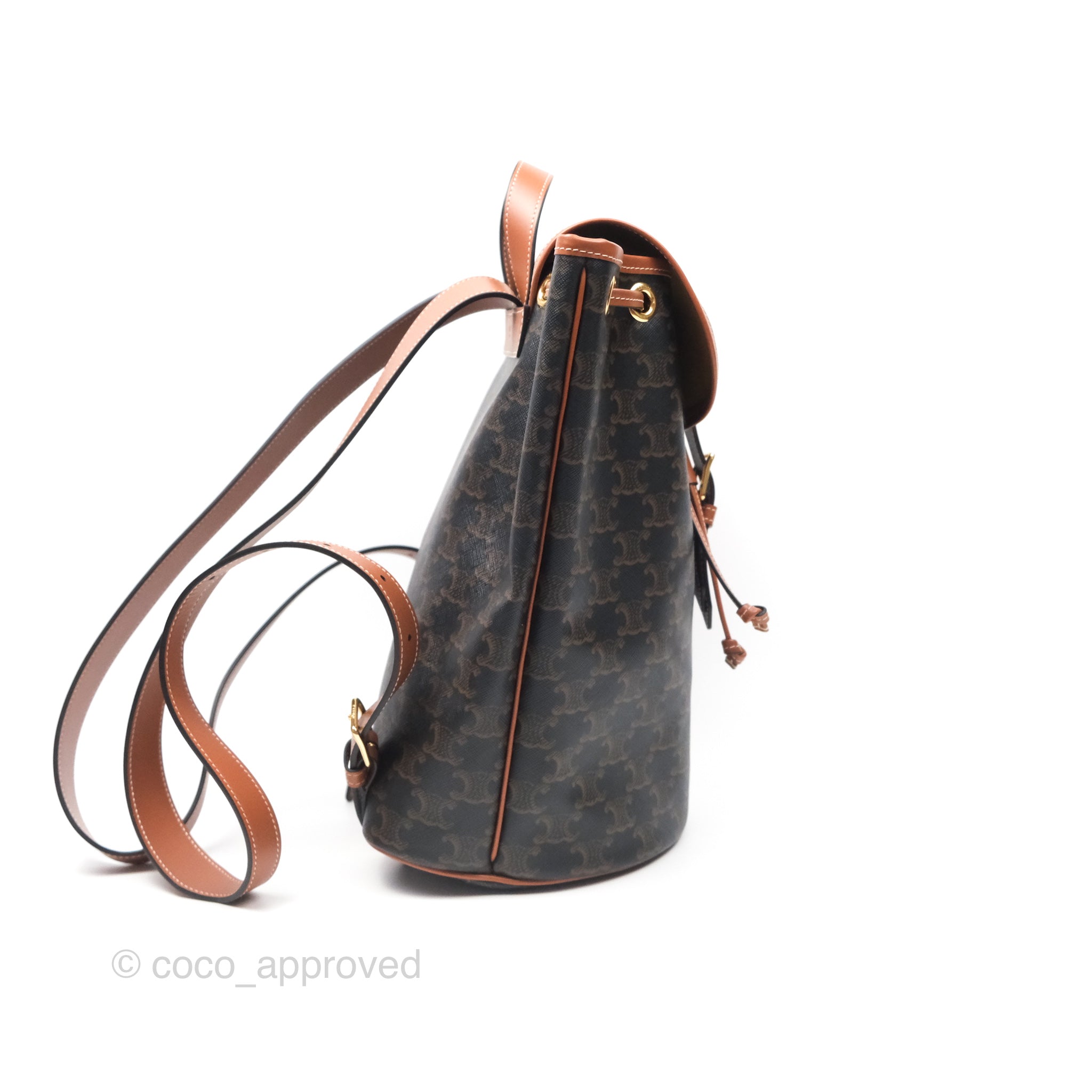 Celine Medium Folco Backpack in Triomphe Canvas & Calfskin Leather - Stylish Designer Backpack for Women, Work, Travel & Everyday Use