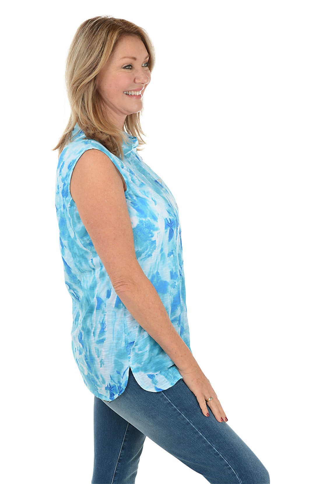 Fresh Air Sleeveless Button Front Knit Top for Women - Summer Casual Wear, Beach Outfit & Vacation Style