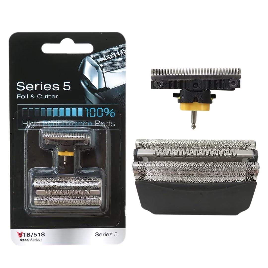 Braun 8000 Series Replacement Shaver Foil & Cutter Head - Compatible with WaterFlex 5646, 5647, 5649, 5751, 5757, 5758 - 51B Black - Perfect for Smooth Shaving at Home or Travel