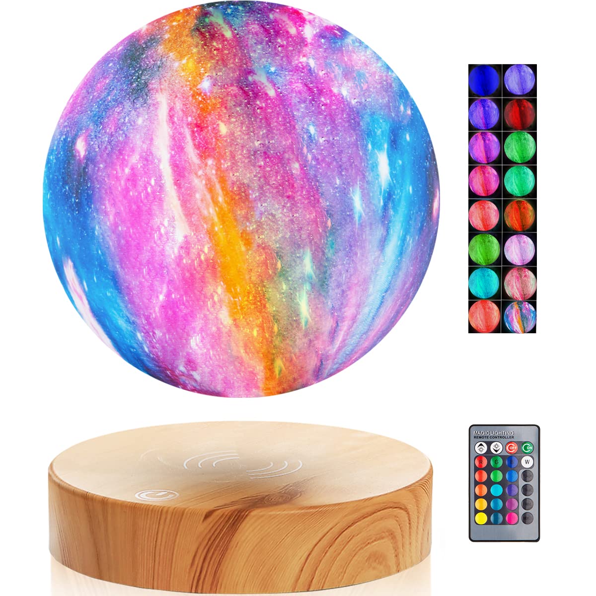VGAzer 5.9 Inch Levitating Moon Lamp - 16 Color Changing LED Night Light with Remote Control | 3D Galaxy Moon Light for Bedroom Decor, Office Desk, Gift Ideas & Romantic Atmosphere