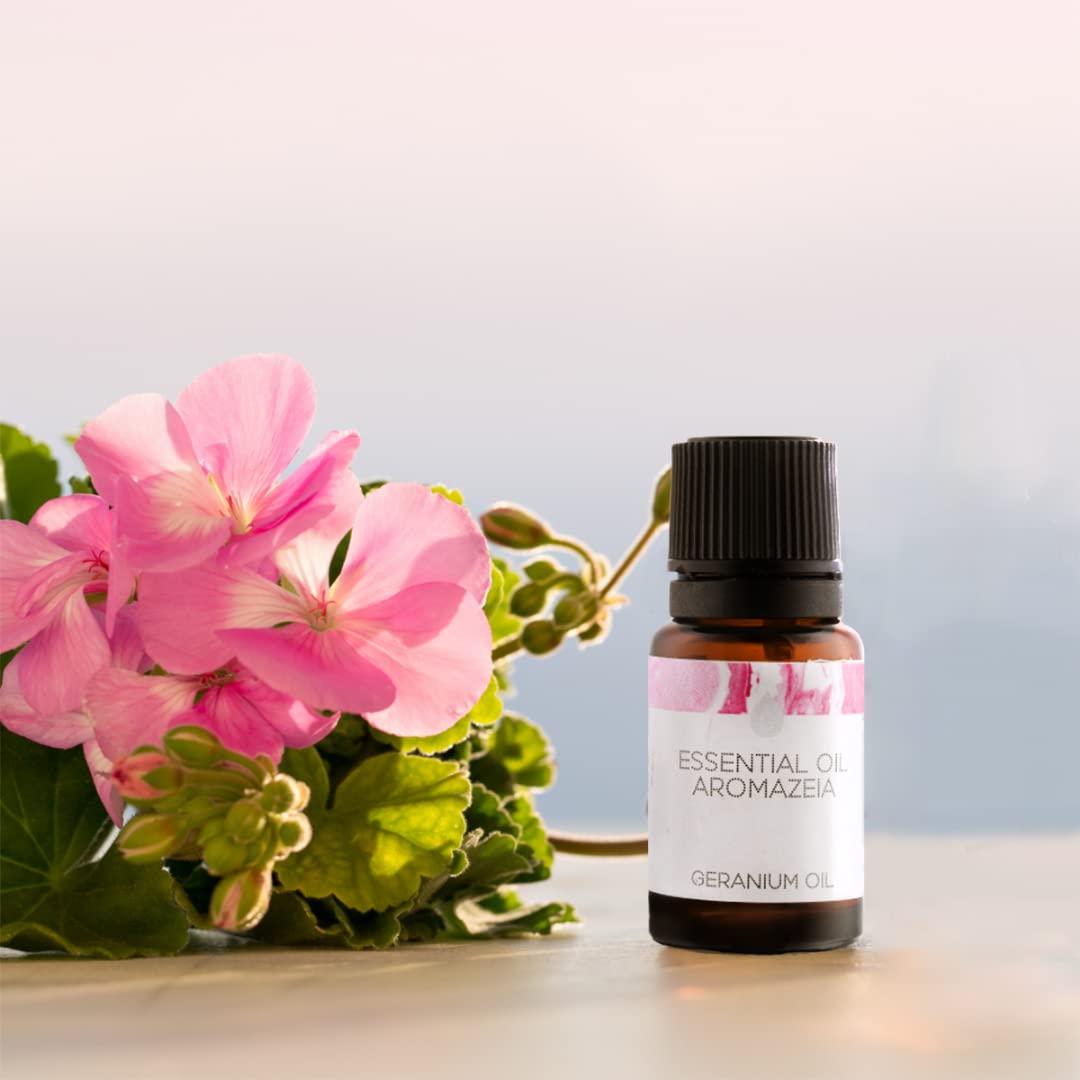 Geranium Essential Oil 10ml - 100% Pure, Undiluted & Therapeutic Grade | Organic Aromatherapy Oil for Diffusers, Massage & Relaxation | Steam Distilled for Spa, Yoga & Meditation Use