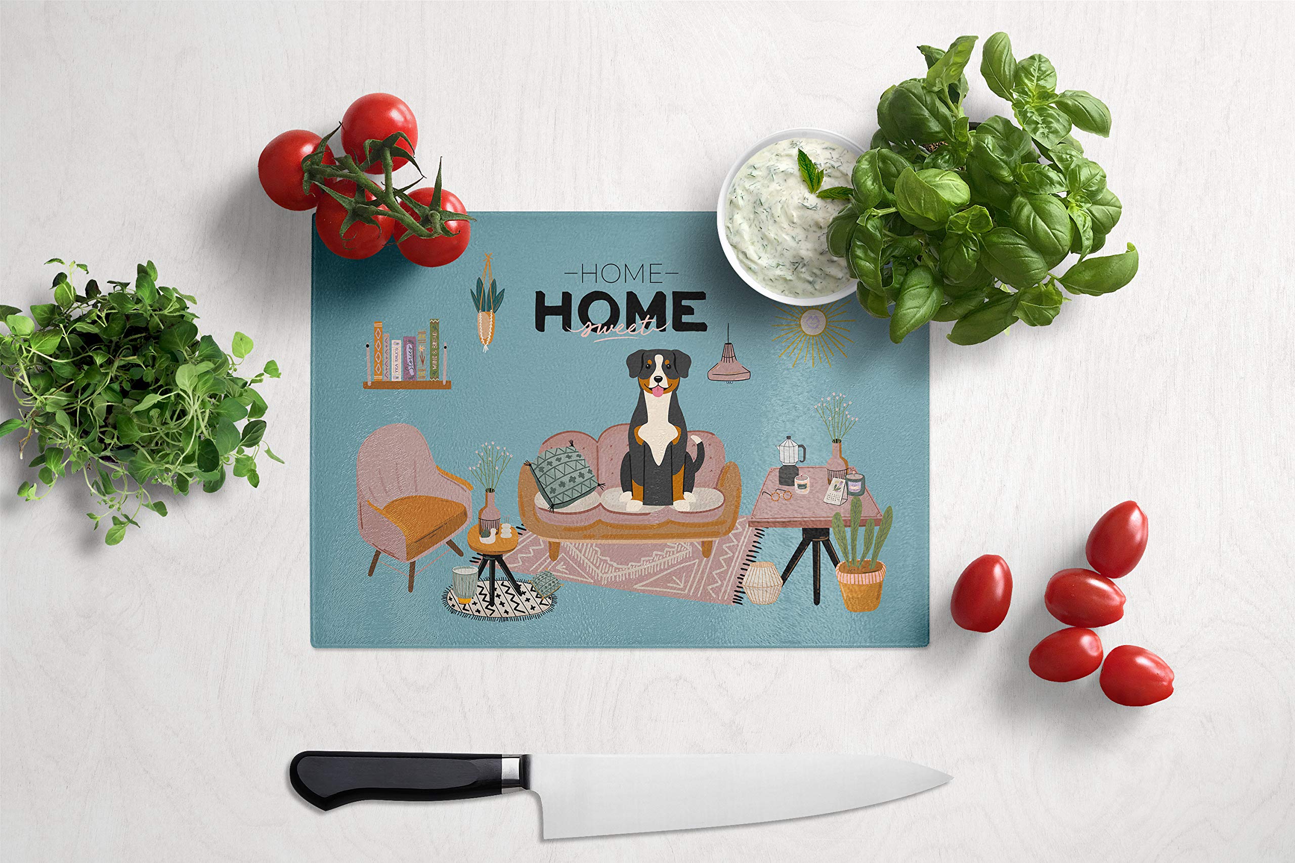 Entlebucher Sweet Home Large Tempered Glass Cutting Board - Durable Kitchen Chopping & Serving Board for Fruits, Vegetables & Cheese - Perfect for Entertaining & Home Decor | Caroline's Treasures CK7883LCB