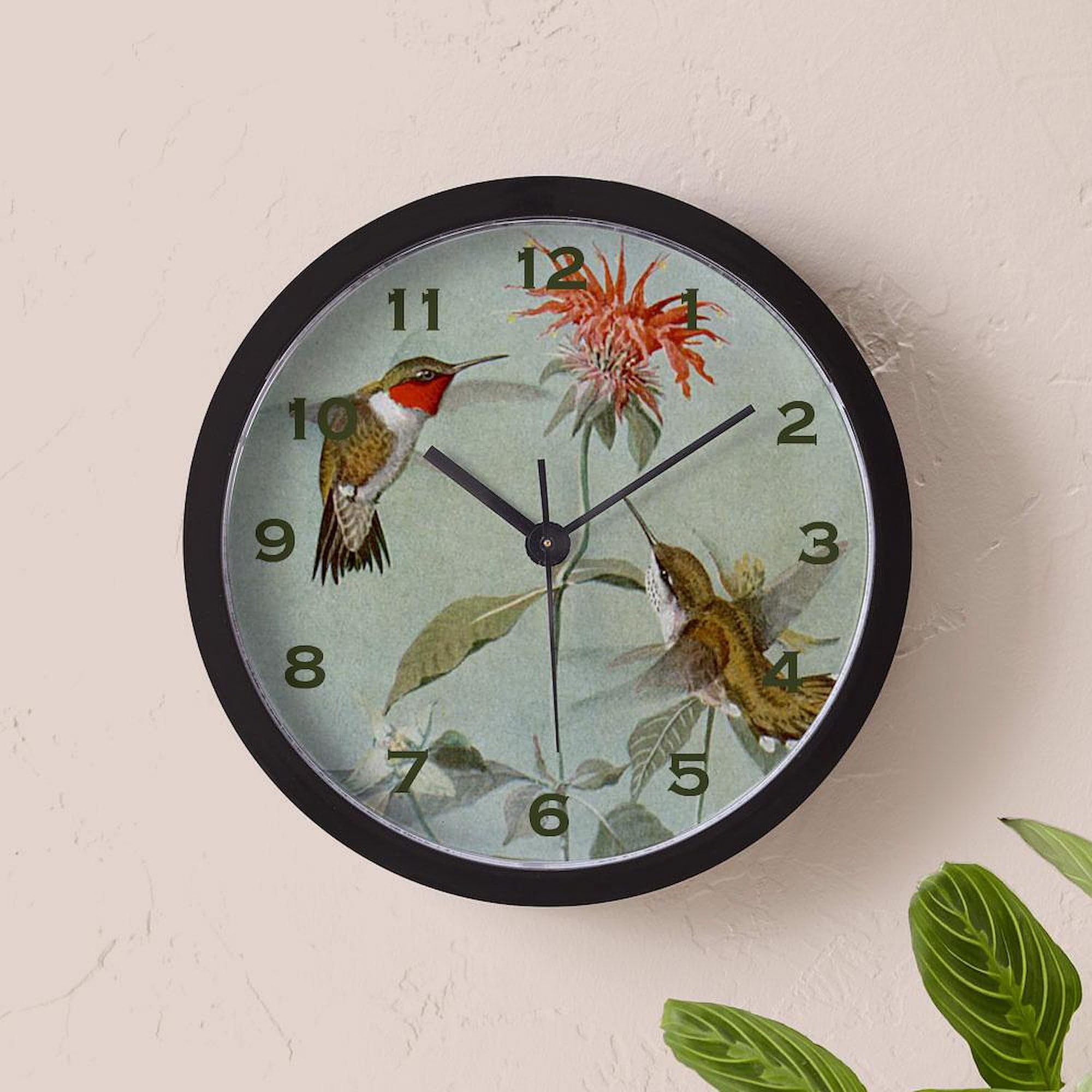 10 Inch Hummingbird Wall Clock - Decorative Silent Non-Ticking Clock for Living Room, Kitchen, Office | Perfect Home Decor Gift for Bird Lovers