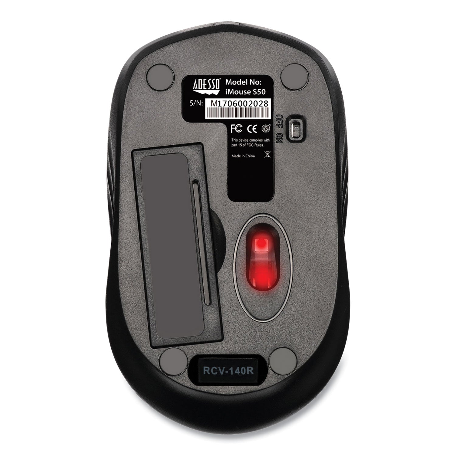 Adesso Imouse S50 Wireless Mini Mouse - 2.4Ghz USB Optical Mouse with 33ft Range, Ambidextrous Design for Left/Right Hand Use (Black) | Perfect for Laptop, Office, Travel & Home Computing