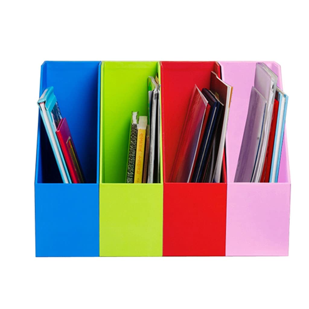 Plastic File Rack - Desk File Holder Organizer for Office & Home, Premium Magazine & Document Sorter - Space Saving Storage Solution for Desk Organization (Red) - Perfect for Office, Study Room & Home Workspace