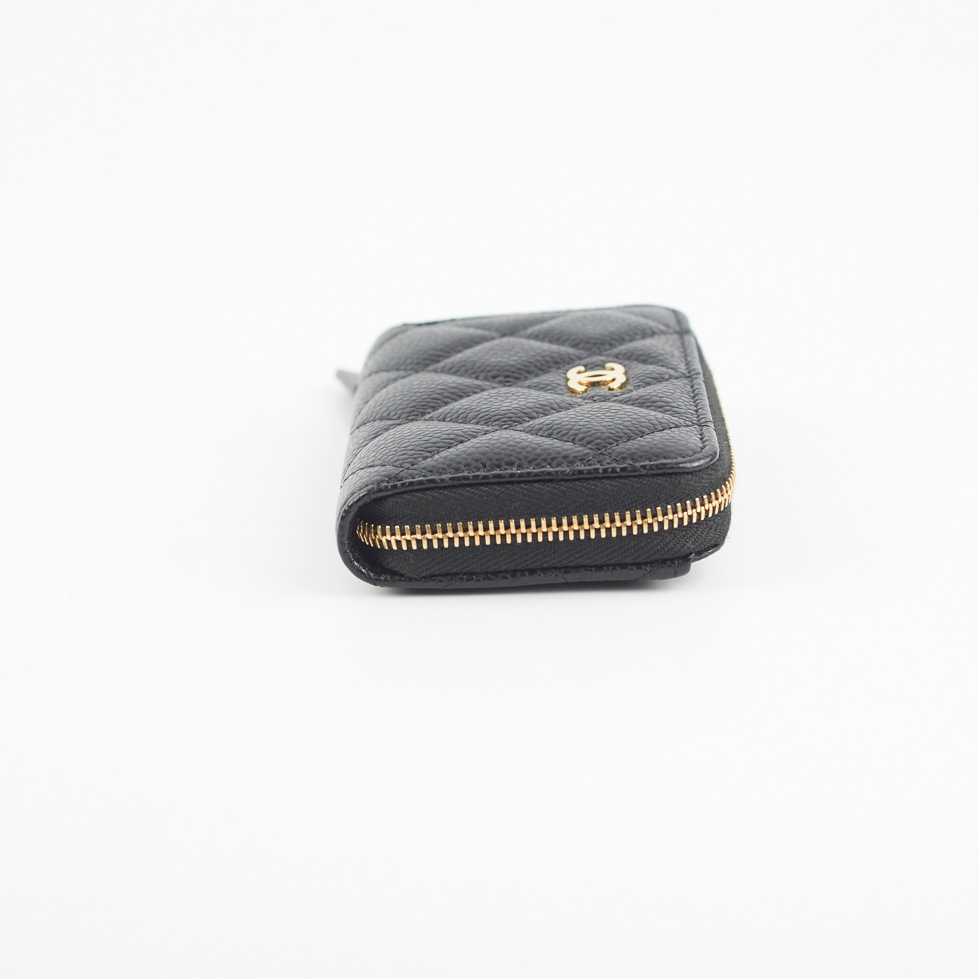 Chanel Caviar Leather Black Zipper Coin Purse Wallet for Women - Perfect for Everyday Use, Travel & Gift Giving