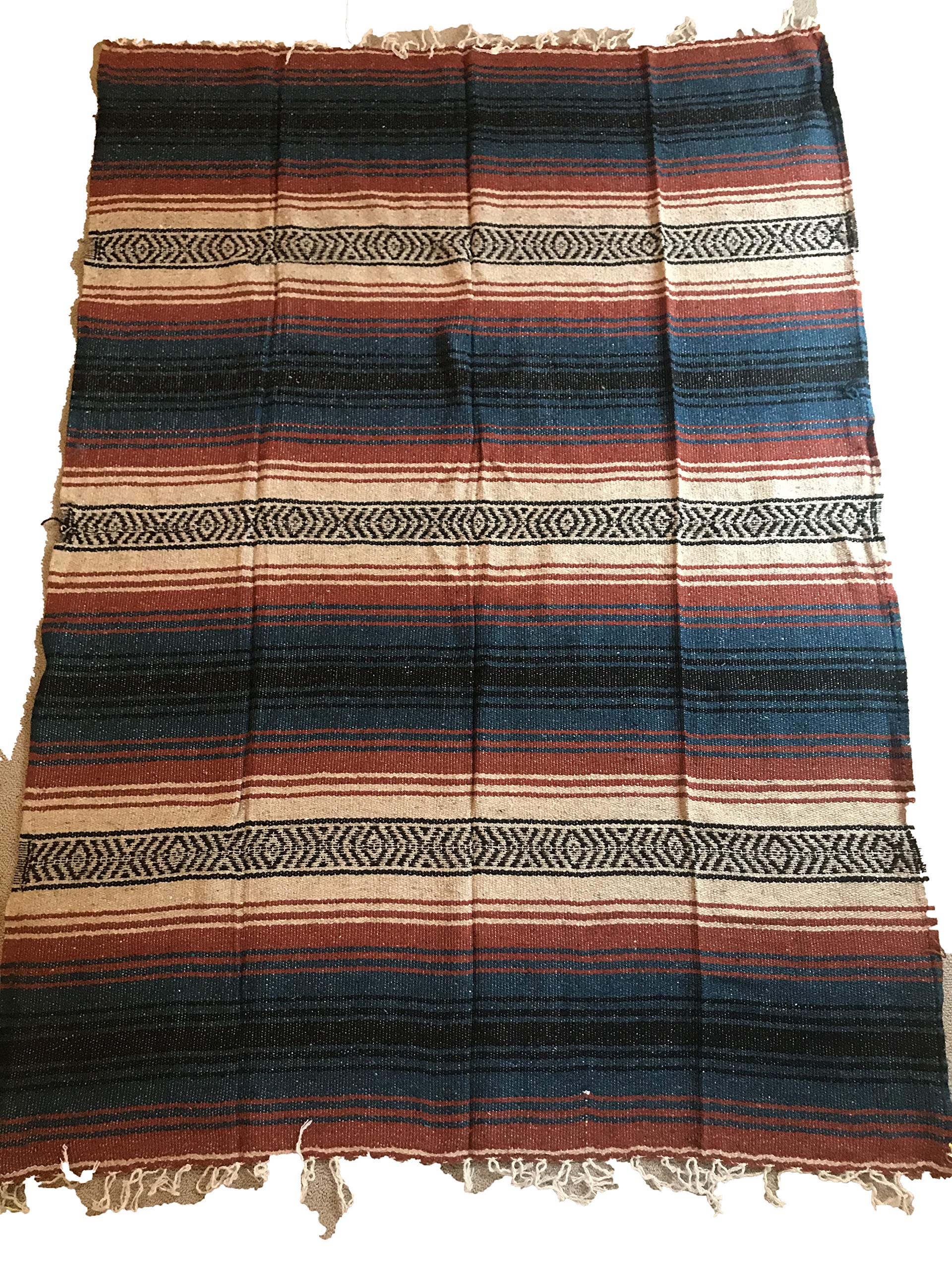 Authentic Mexican Falsa Blanket - Soft Yoga, Beach, Camping & Picnic Blanket - Cozy Car & Home Throw for Outdoor Adventures (Rustic Red) | Perfect for Beach Days, Camping Trips & Cozy Home Decor