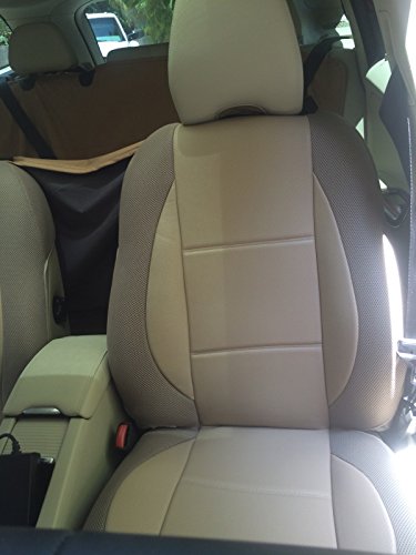 Premium Custom Fit Front Car Seat Covers for Volvo S60 2015-2023 - Genuine Leatherette Center & Durable Synthetic Sides in Tan | Luxury Protection & Comfort for Daily Commute & Road Trips