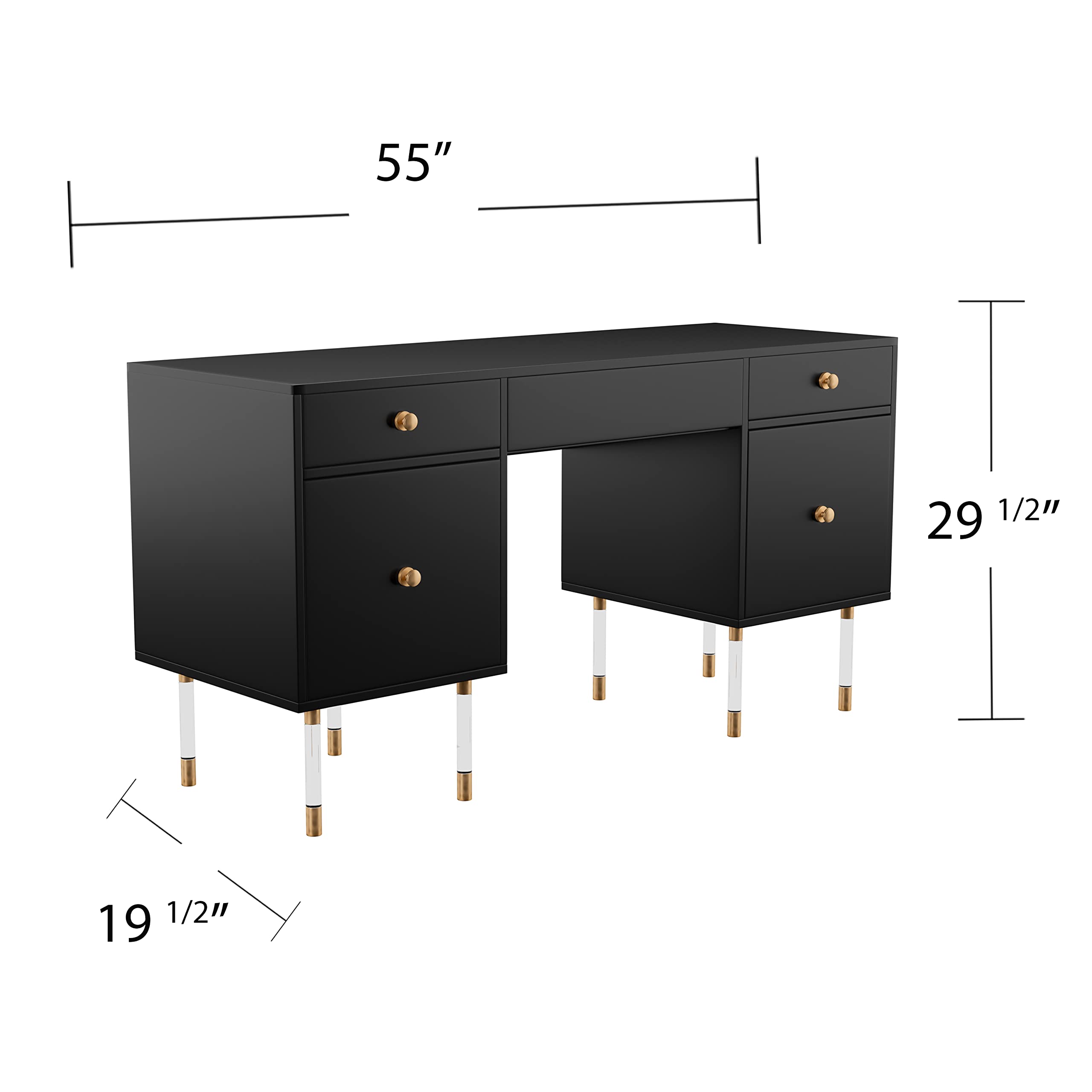 SEI Helston Black Desk - Home Office & Study Furniture