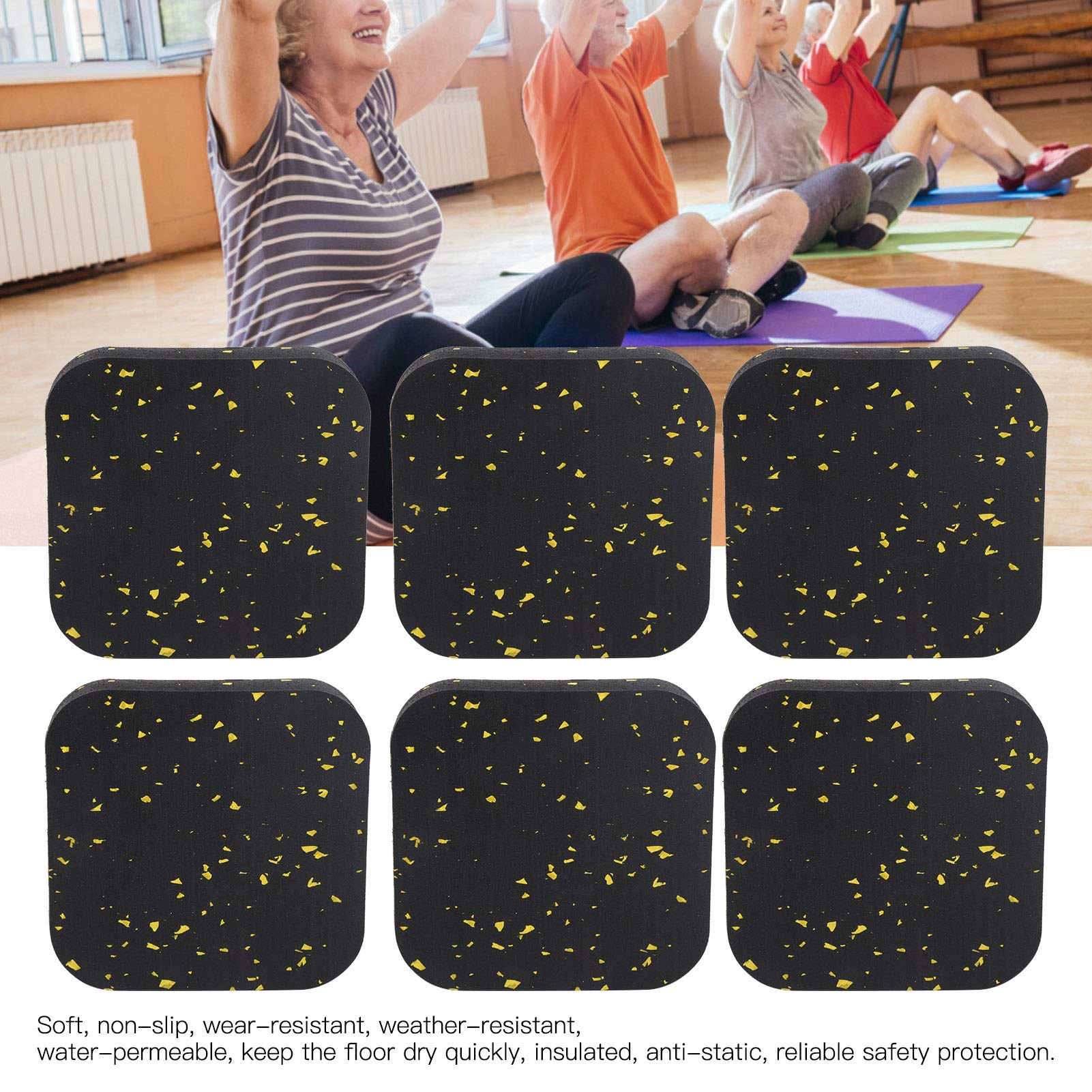 Premium Non-Slip Exercise Equipment Mat - Shock Absorbing, Sound Insulating & Wear-Resistant Gym Floor Mat for Treadmills, Yoga, Home Workouts (Black & Yellow) - Perfect for Home Gyms, Fitness Studios & Noise Reduction