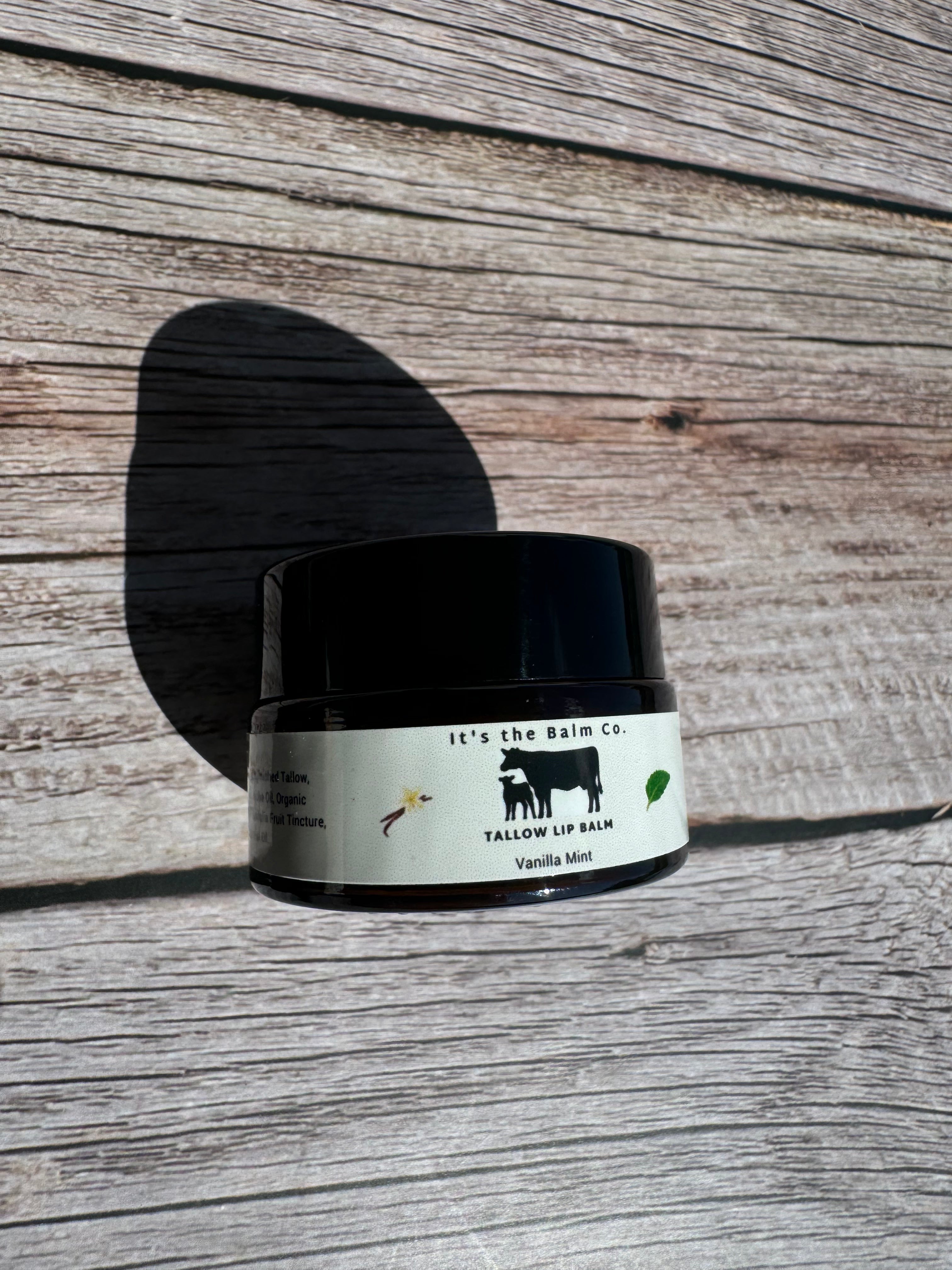 1/2 oz Tallow Lip Balm - Vanilla Mint Flavor, All-Natural Moisturizing Lip Care for Dry & Chapped Lips, Perfect for Winter Skincare & Daily Hydration