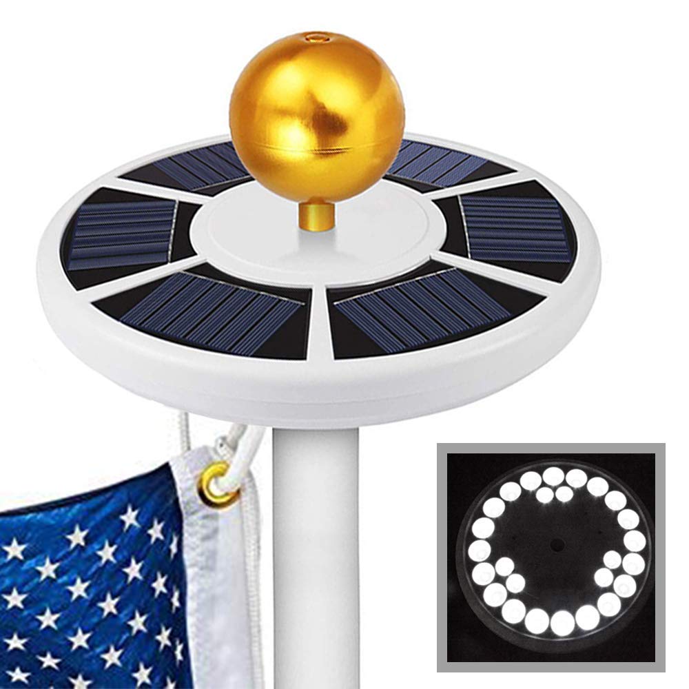 26 LED Solar Spot Light for Flag Pole - Waterproof Outdoor Solar Accent Lighting with Auto On/Off (Upgraded Version) - Perfect for Garden, Yard, Pathway, and Flagpole Illumination