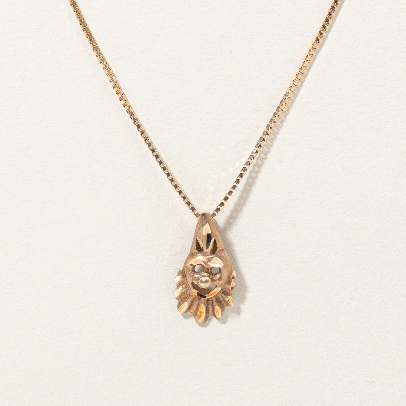 10K Yellow Gold Clown Pendant Necklace - 20
