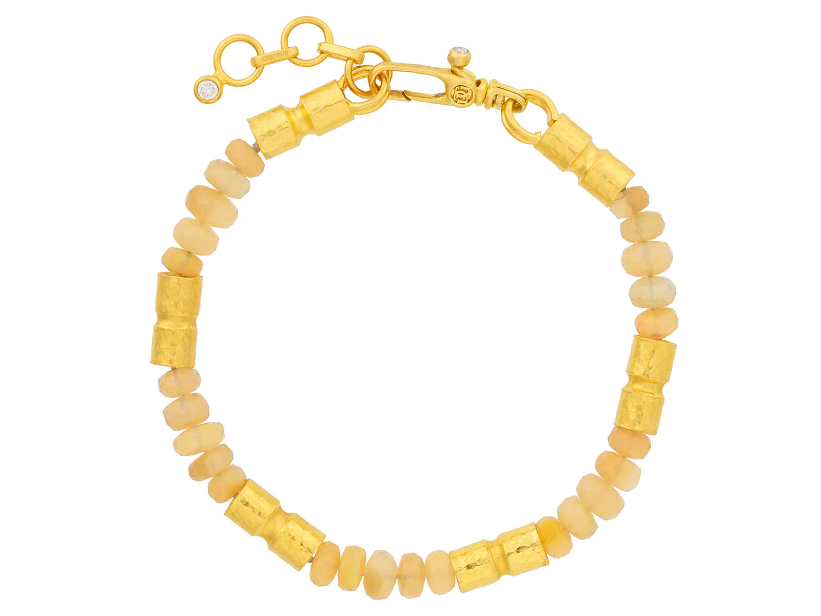 Gurhan Unique Handmade Gold & Ethiopian Opal Bead Bracelet with Diamonds - Luxury Jewelry for Women, Perfect for Weddings & Special Occasions