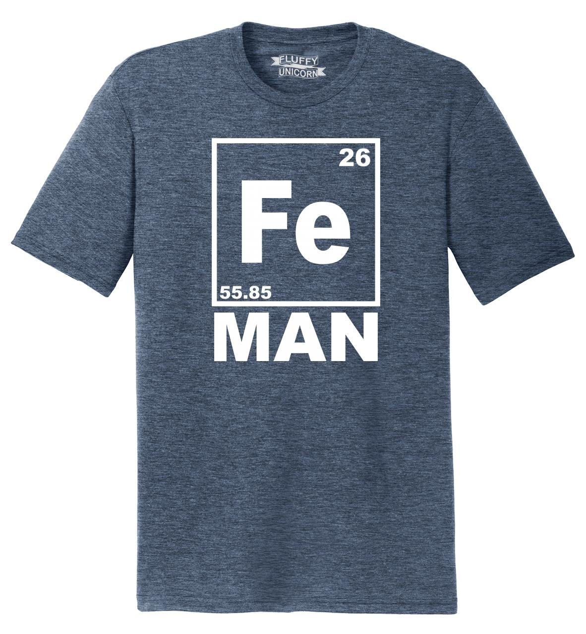 Funny Iron Man Chemistry Periodic Table T-Shirt for Men - Tri-Blend Comical Tee - Perfect for Marvel Fans, Science Geeks & Casual Wear