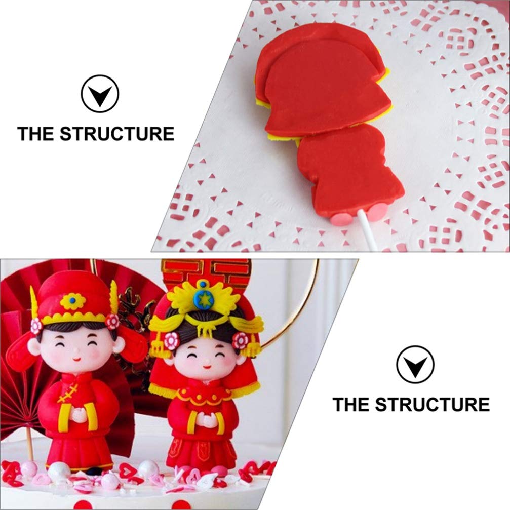 Bestoyard 2pcs Chinese Style Wedding Cake Toppers - Red Bride and Groom Figurines for Wedding Decorations, Anniversary, Engagement Party, and Romantic Couple Home Decor