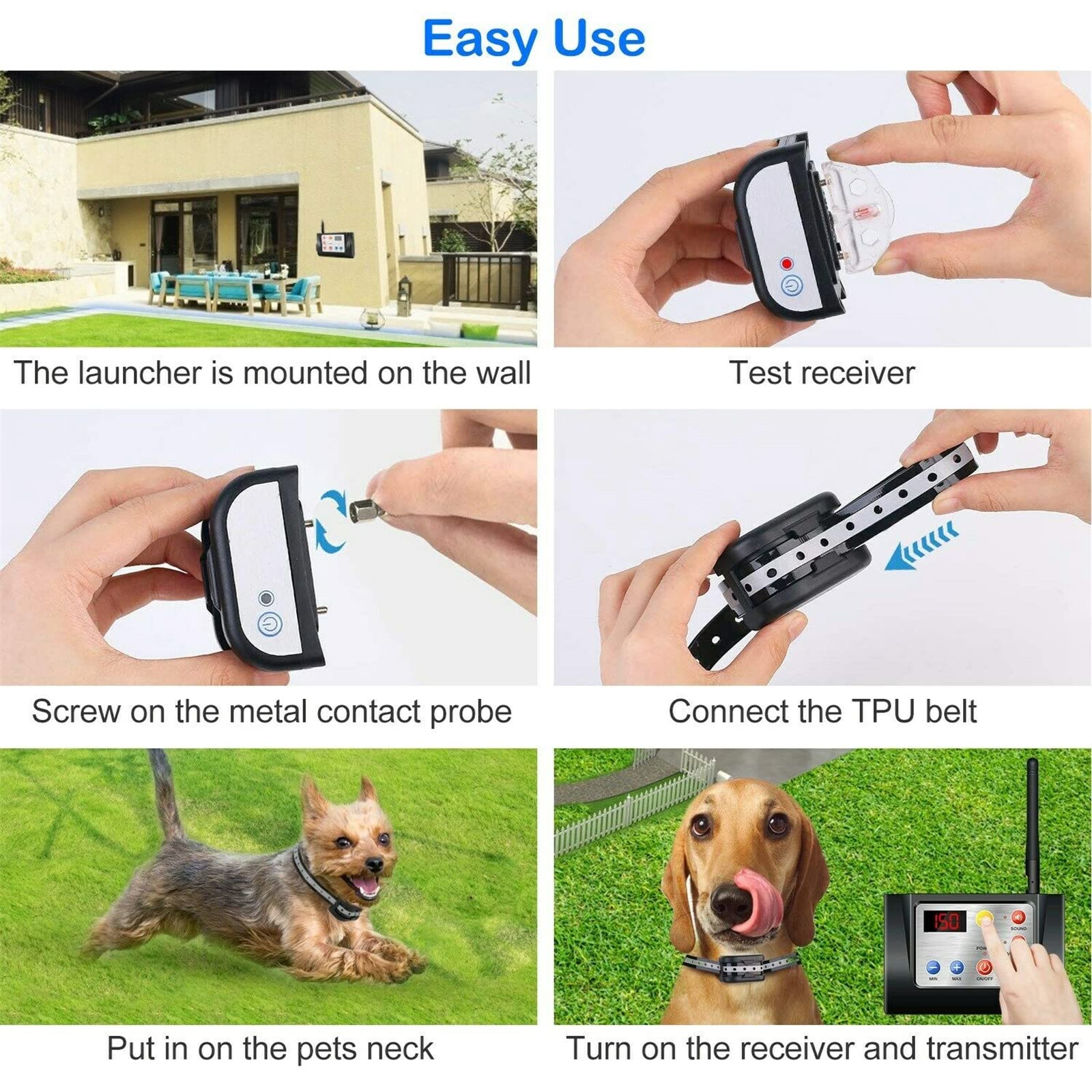 2 in 1 Wireless Dog Fence - Electric Pet Containment System with Waterproof Receiver & Reflective Stripe | Adjustable Range for Small to Large Dogs (1-3 Dogs) | Ideal for Backyards, Farms & Outdoor Training
