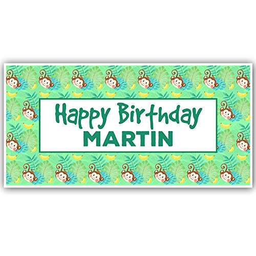 Custom Monkeys and Bananas Birthday Party Banner - Personalized Decor for Kids Birthday Celebrations, Baby Showers & Jungle Theme Parties