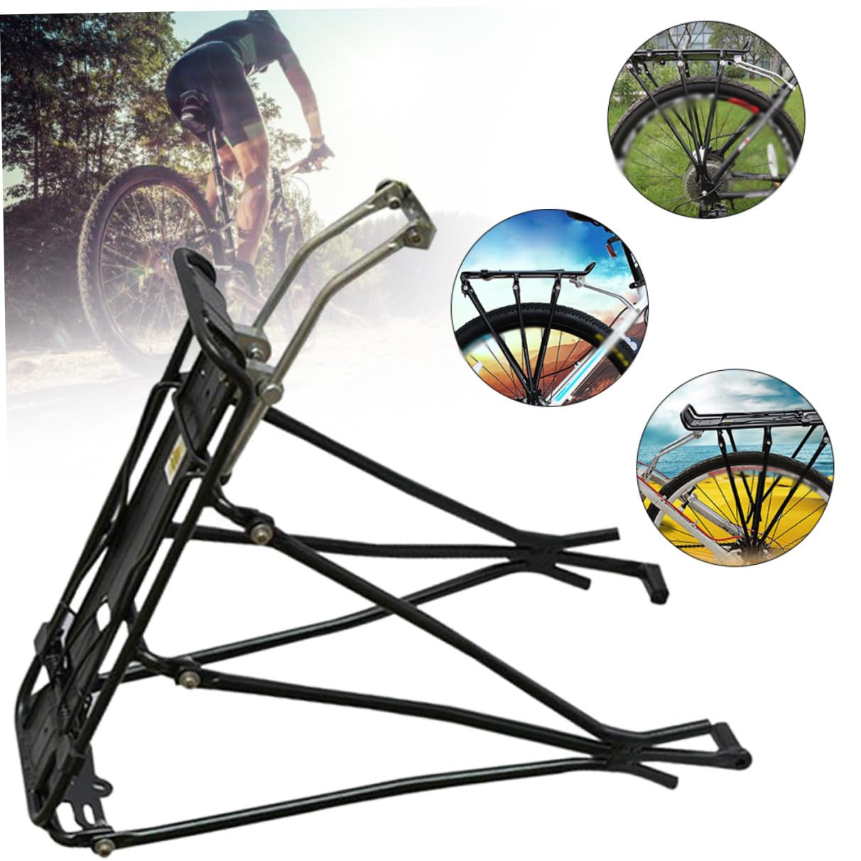 Heavy Duty Aluminum Alloy Rear Bike Rack - Universal Bike Carrier with Bolt-On Mounting - Waterproof Mountain Bike Cargo Rack for Bicycle Accessories - Perfect for Commuting, Grocery Hauling & Outdoor Adventures