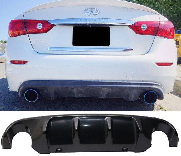2014-2017 Infiniti Q50 Rear Bumper Lip Diffuser - ABS Plastic Car Body Kit for Enhanced Aerodynamics & Sporty Look - Perfect for Street Racing & Car Shows