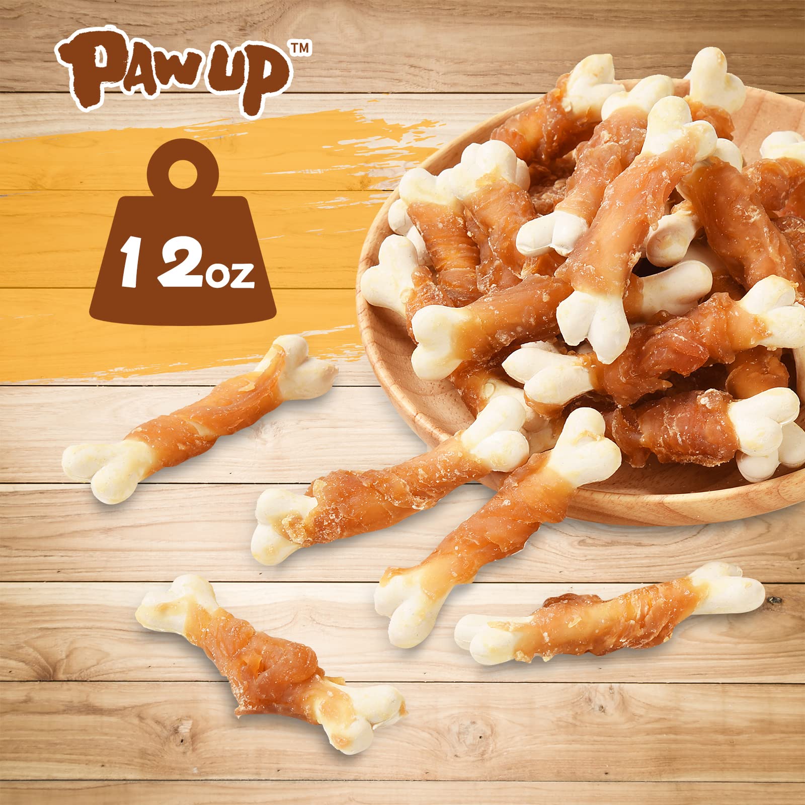 Premium Chicken Wrapped Calcium Dog Bones - Natural Dental Chews for Small Dogs with Taurine, 12.5 oz - Healthy Teeth Cleaning Treats for Puppies & Adult Dogs at Home or Travel