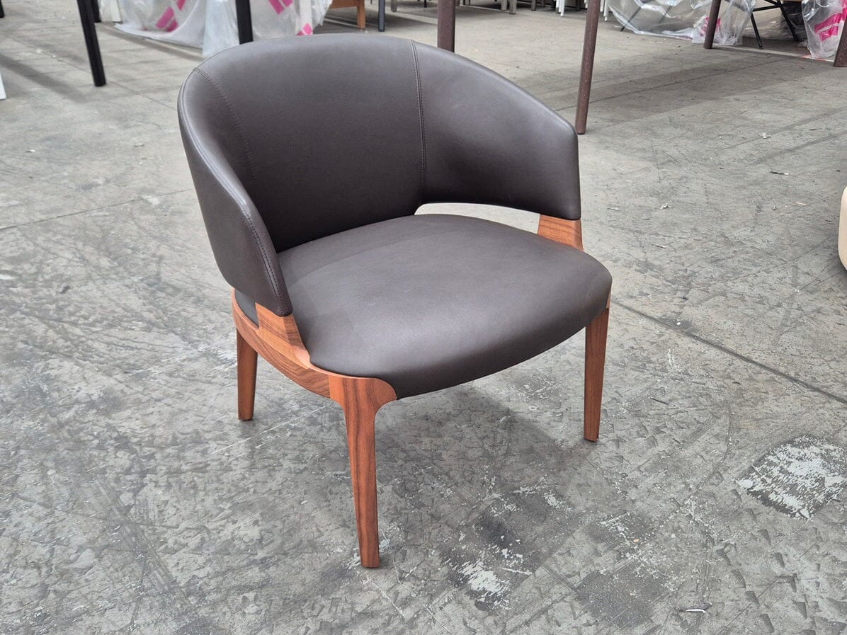 Velis Lounge Tub Chair in Walnut - Modern Accent Armchair for Living Room, Bedroom, or Office - Comfortable Upholstered Seating with Wooden Legs
