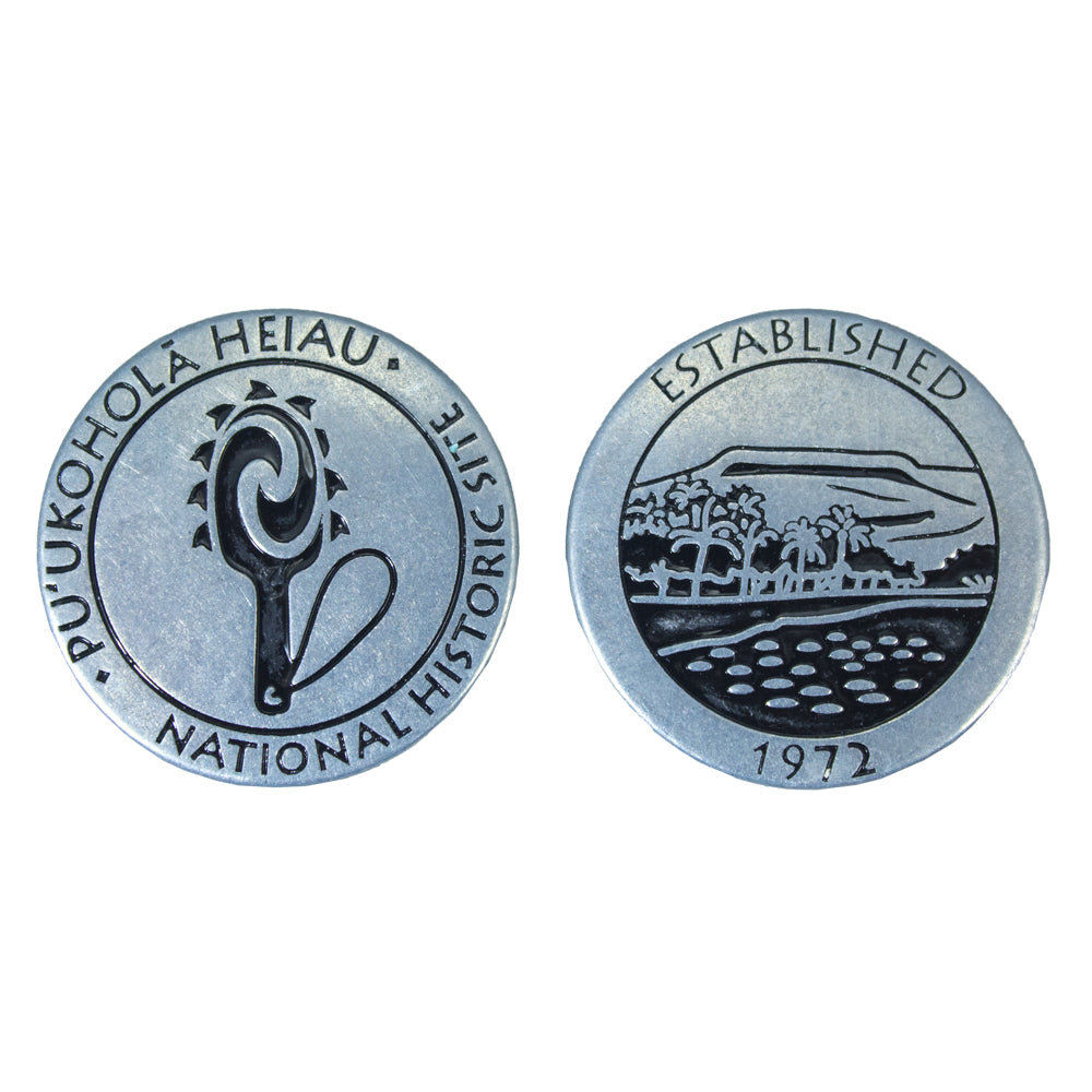 Token: Puʻukoholā Heiau National Historic Site with Lei o Mano - Hawaiian Cultural Souvenir & Collectible Coin for History Enthusiasts and Travel Memorabilia
