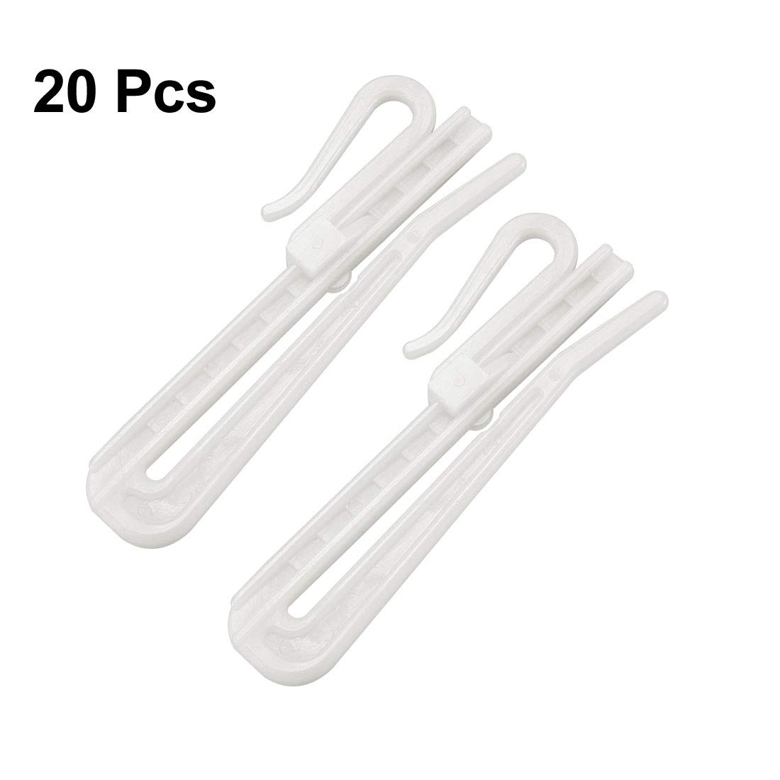 uxcell 20-Pack Adjustable Plastic Curtain Hooks - Pinch Pleat Locking Clips for Window, Door & Shower Curtains | Durable Hanging Solution for Home Decor & Room Dividers