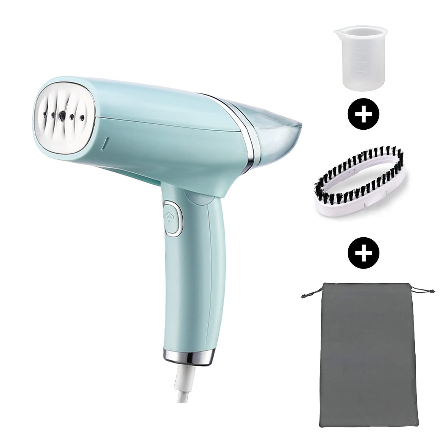 SIRMEDAL Portable Steamer for Clothes - Foldable Handheld Travel Steamer with 100ml Water Tank | 30-Second Fast Heat-up Wrinkle Remover for Suits, Dresses & Shirts | Compact Design for Business Travel, Weddings & Home Use | Perfect for Delicate Fabrics & Easy Packing in Luggage (Green) | Ideal for Last-Minute Outfit Prep & Hotel Room Touch-Ups