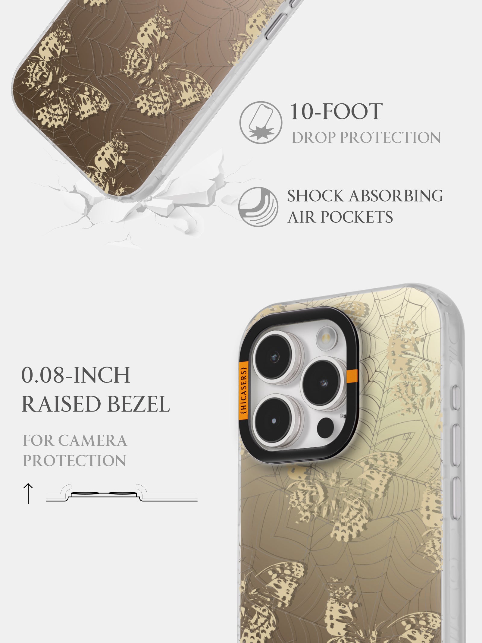 Iridescent Butterfly Mirror Case - Brown | Elegant & Stylish Phone Cover for Women | Perfect Gift for Birthday, Anniversary & Special Occasions